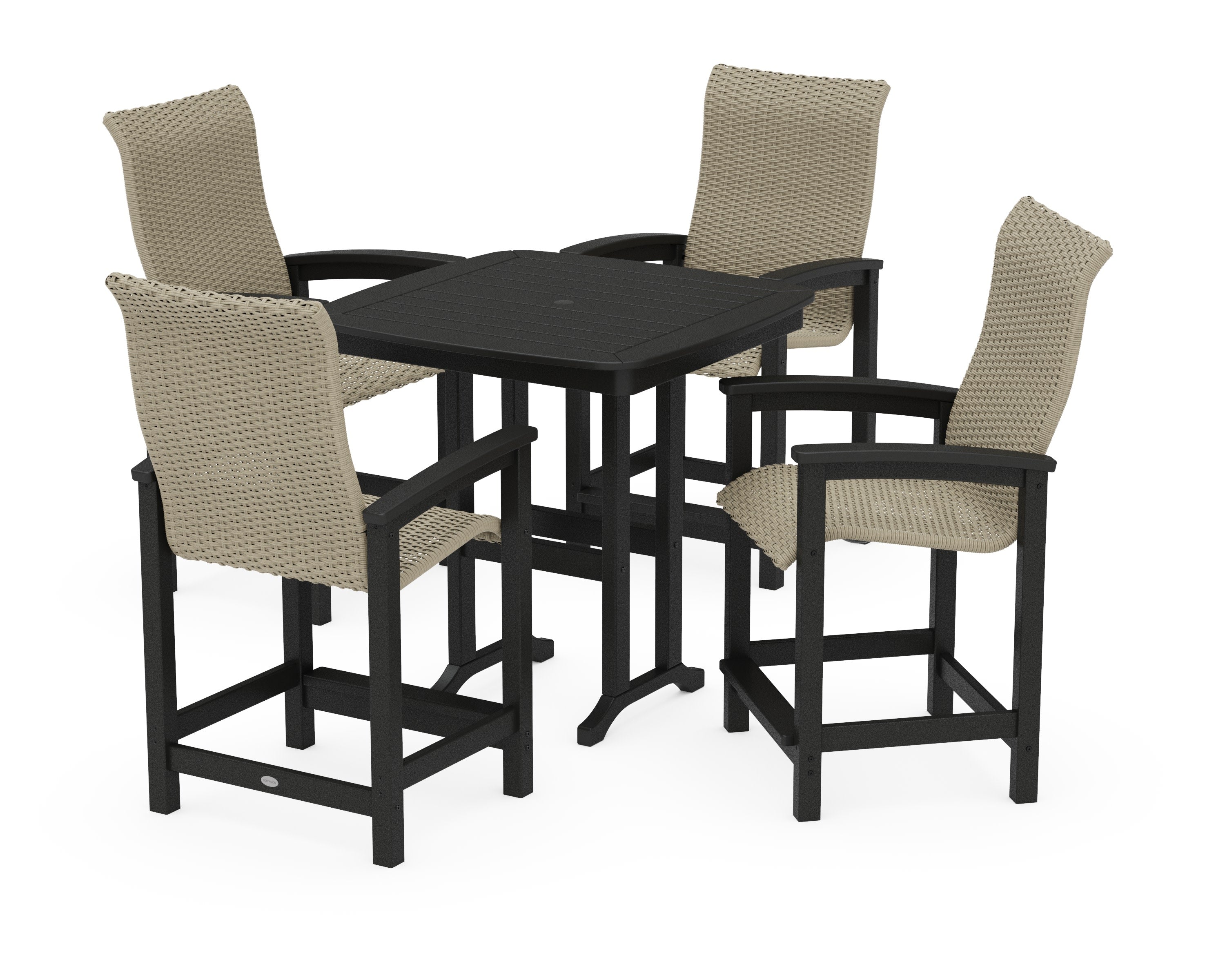 Coastal Woven High-Back 5-Piece Counter Set in Black / Dune Grass