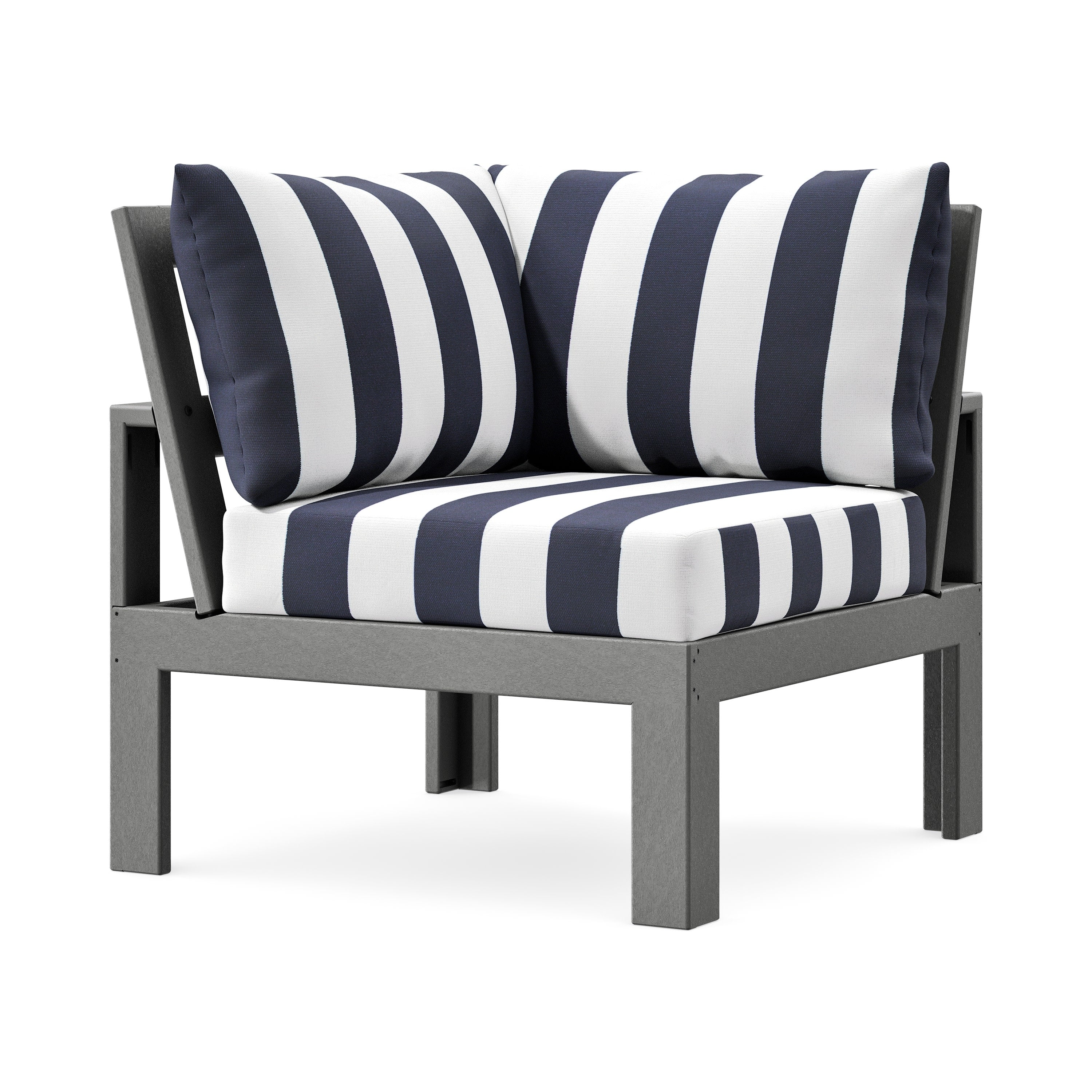 Modular Corner Chair in Slate Grey / Cabana Stripe Navy