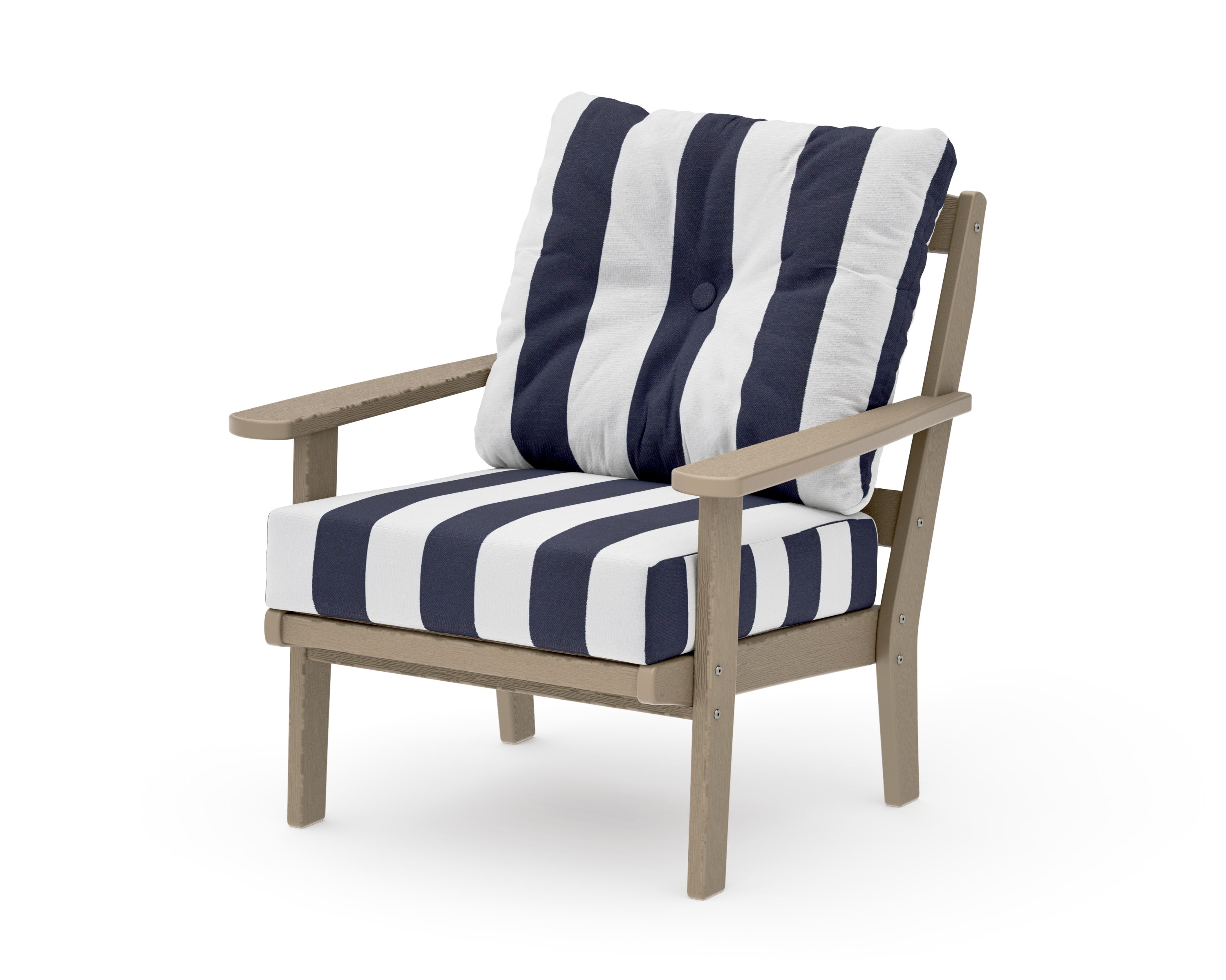 Mission Deep Seating Chair in Vintage Sahara / Cabana Stripe Navy