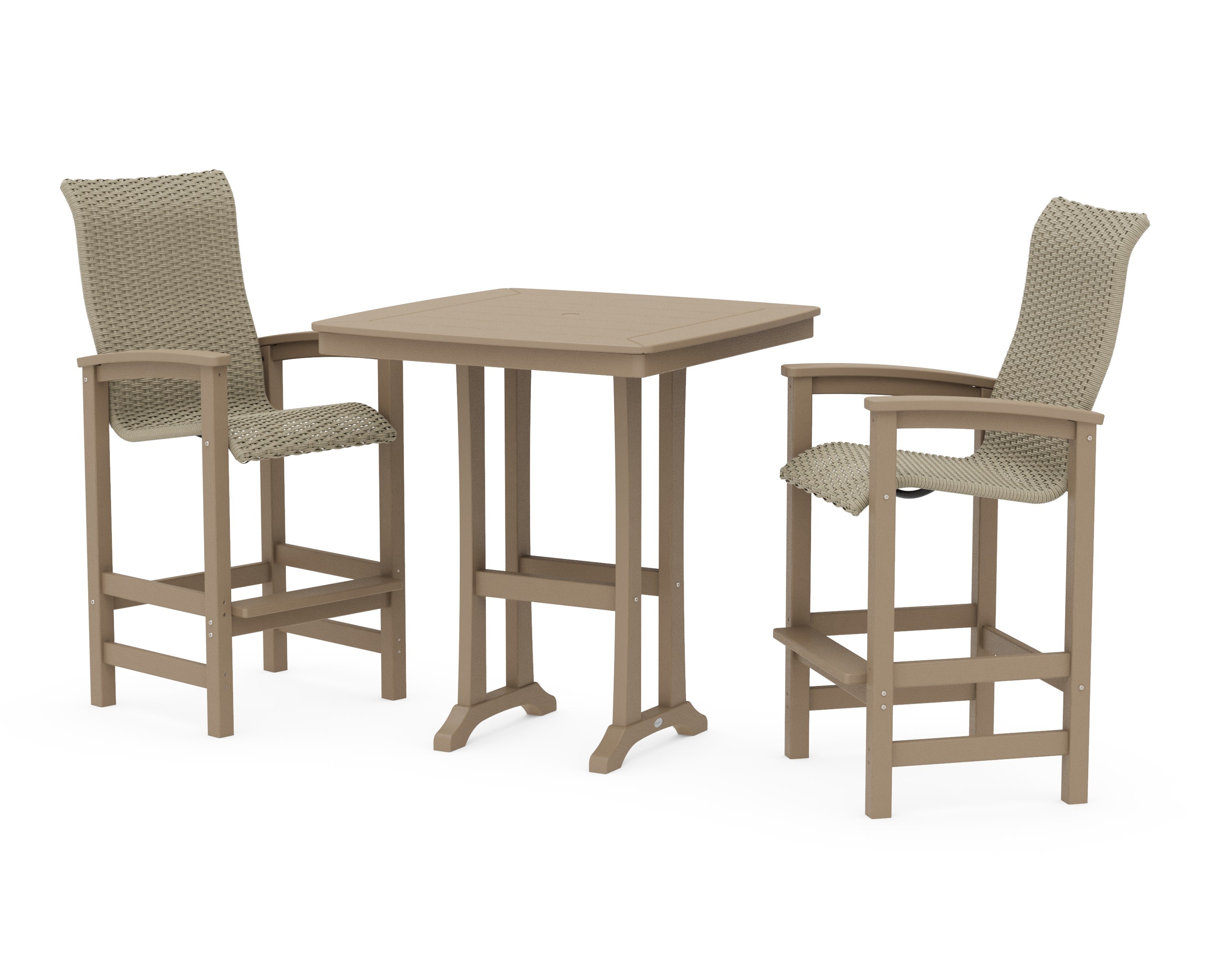 Coastal Woven High-Back 3-Piece Bar Set in Vintage Sahara / Dune Grass