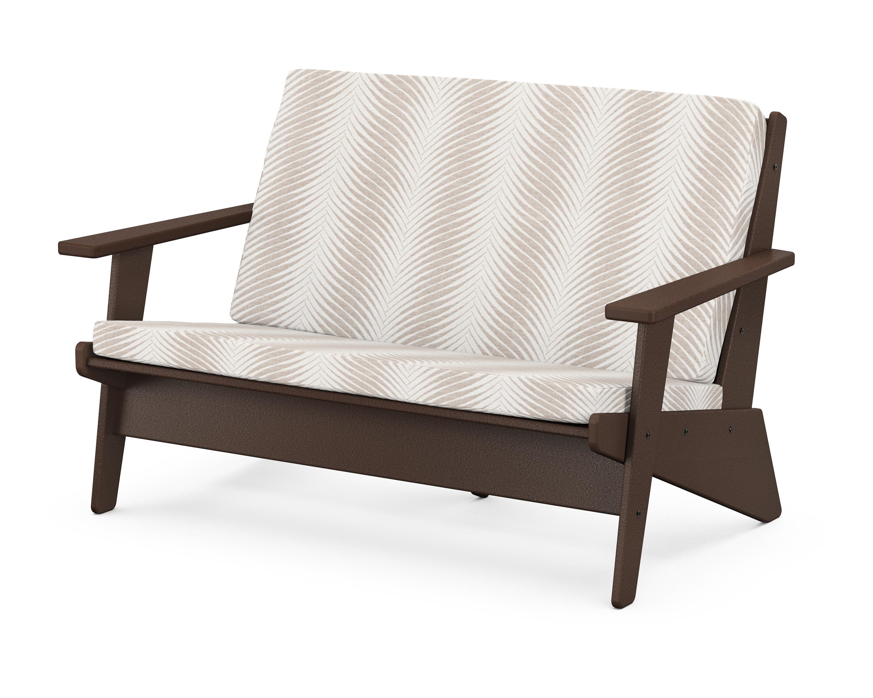 Riviera Modern Lounge Loveseat in Mahogany / Clock Out Cloud
