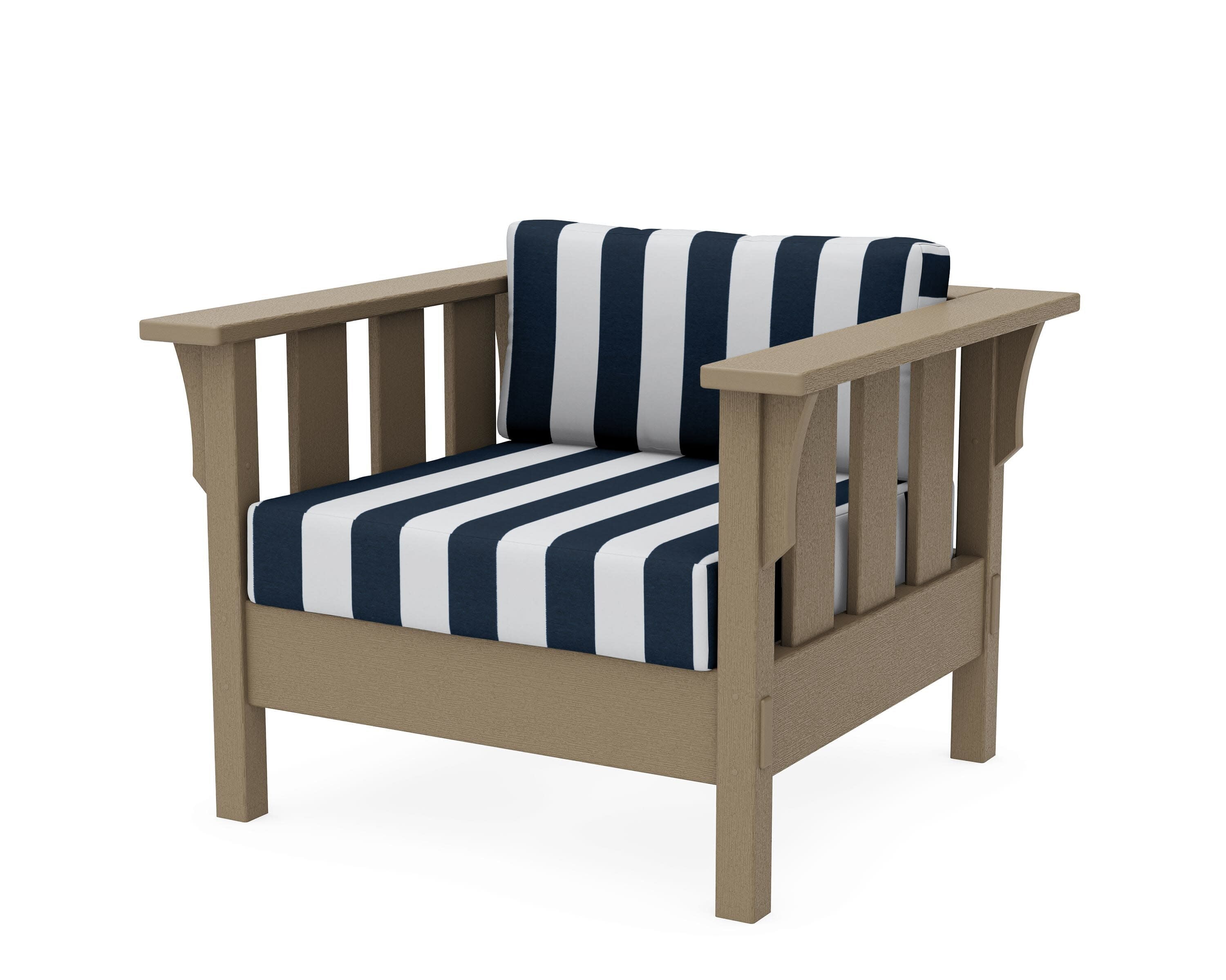Acadia Deep Seating Chair in Vintage Sahara / Cabana Stripe Marine Indigo