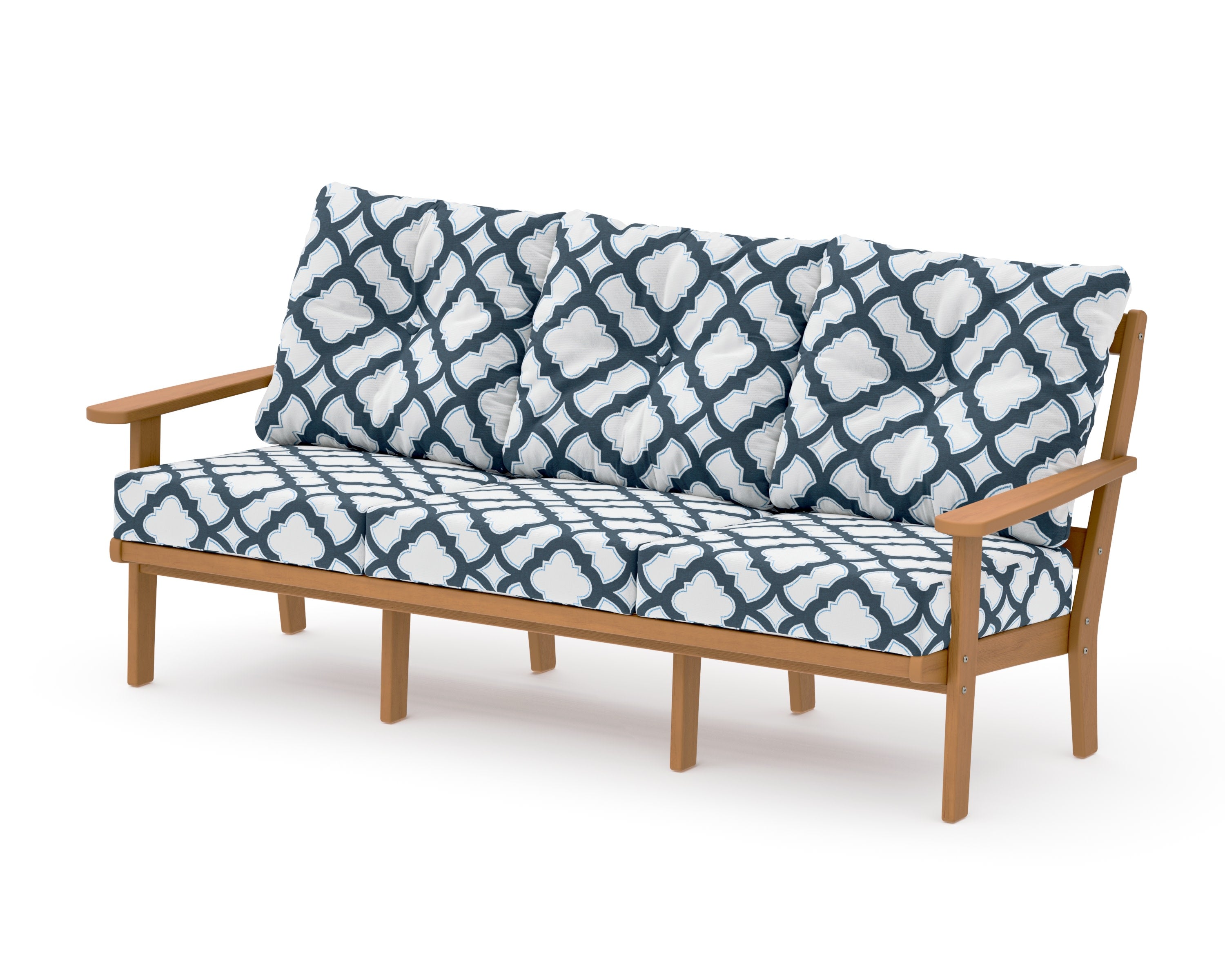 Mission Deep Seating Sofa in Natural / Trellis Marine Indigo