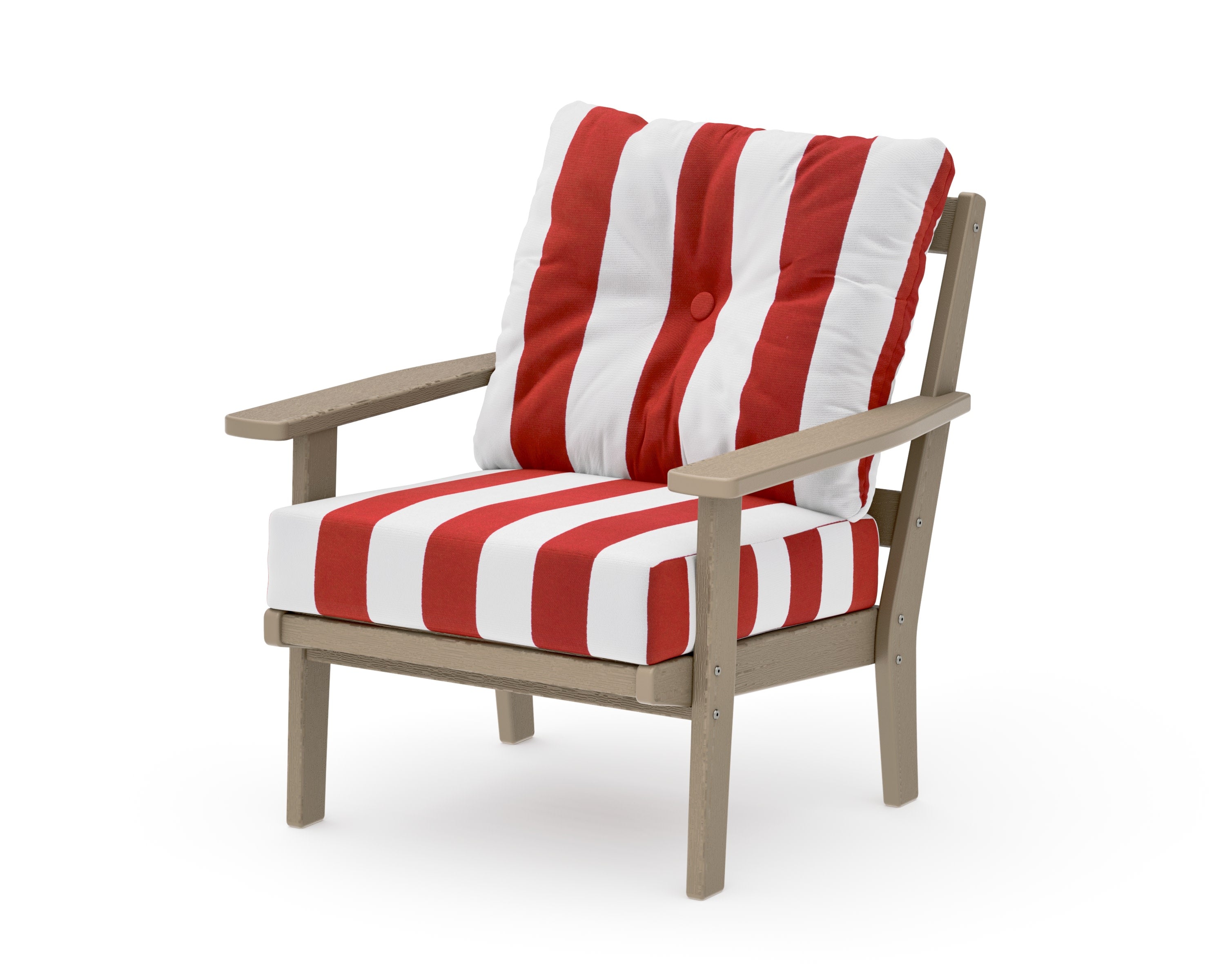 Prairie Deep Seating Chair in Vintage Sahara / Cabana Stripe Crimson