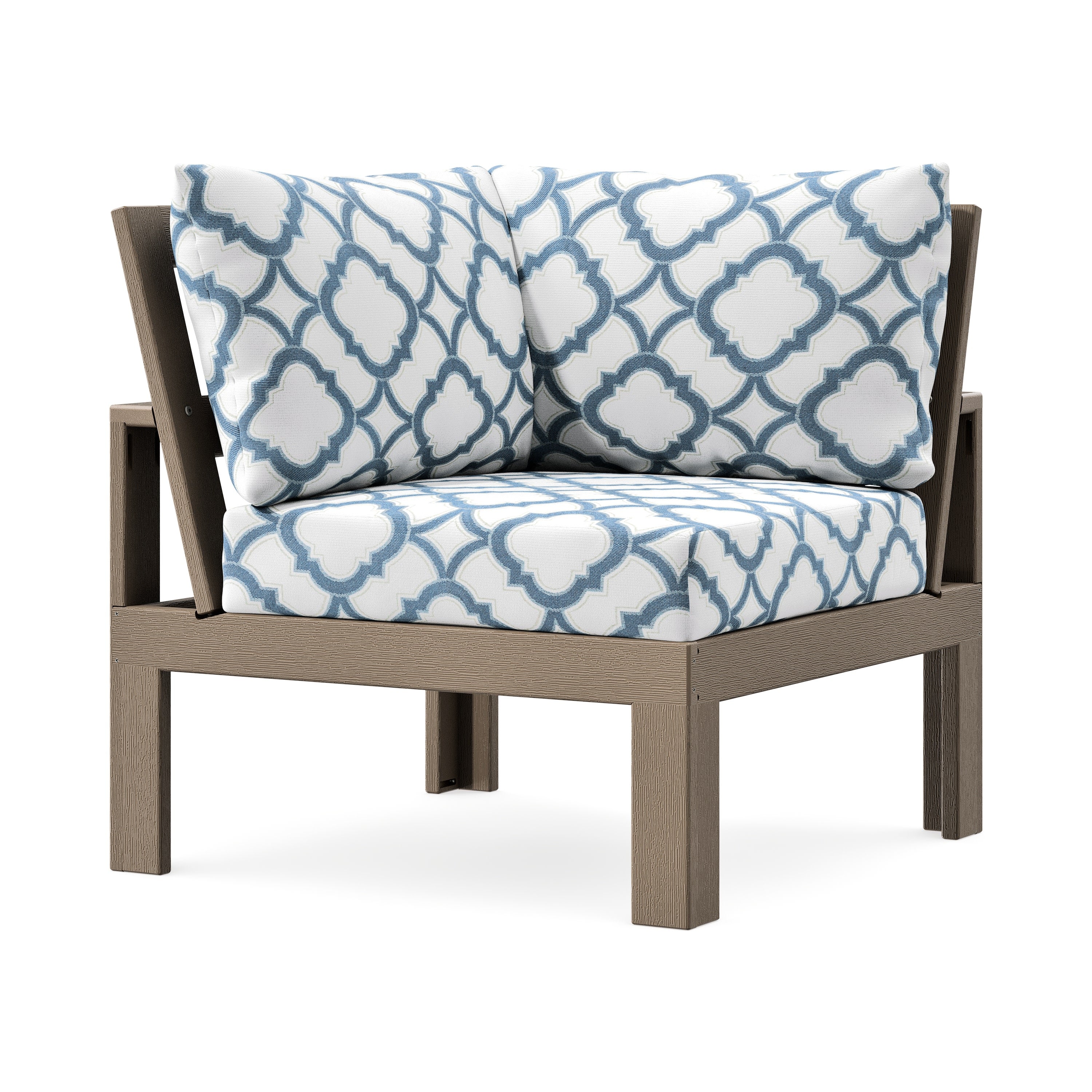 Modular Corner Chair in Vintage Sahara / Trellis Sky Blue