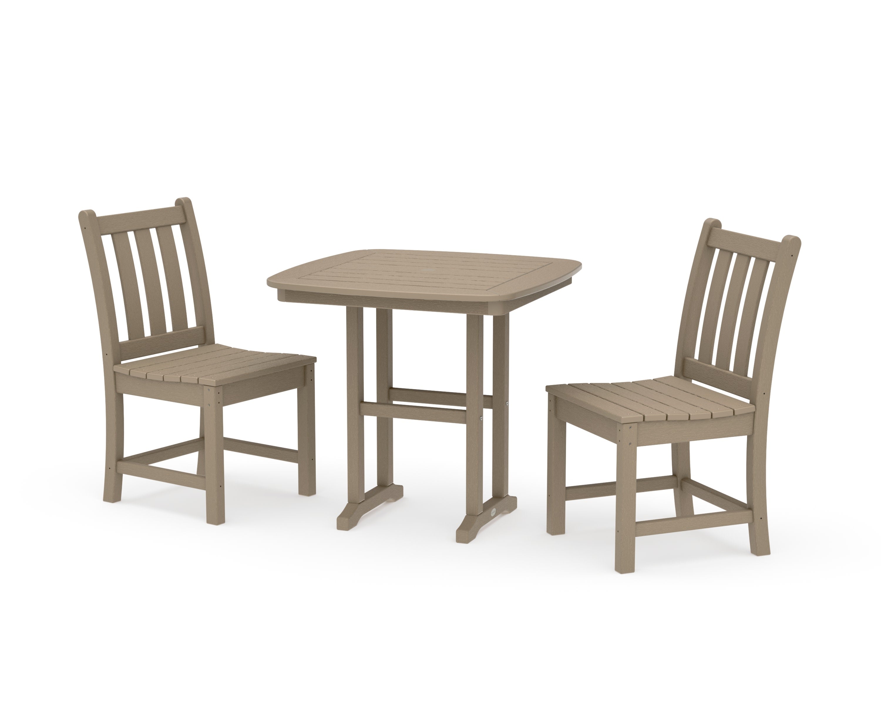 Traditional Garden Side Chair 3-Piece Dining Set in Vintage Sahara