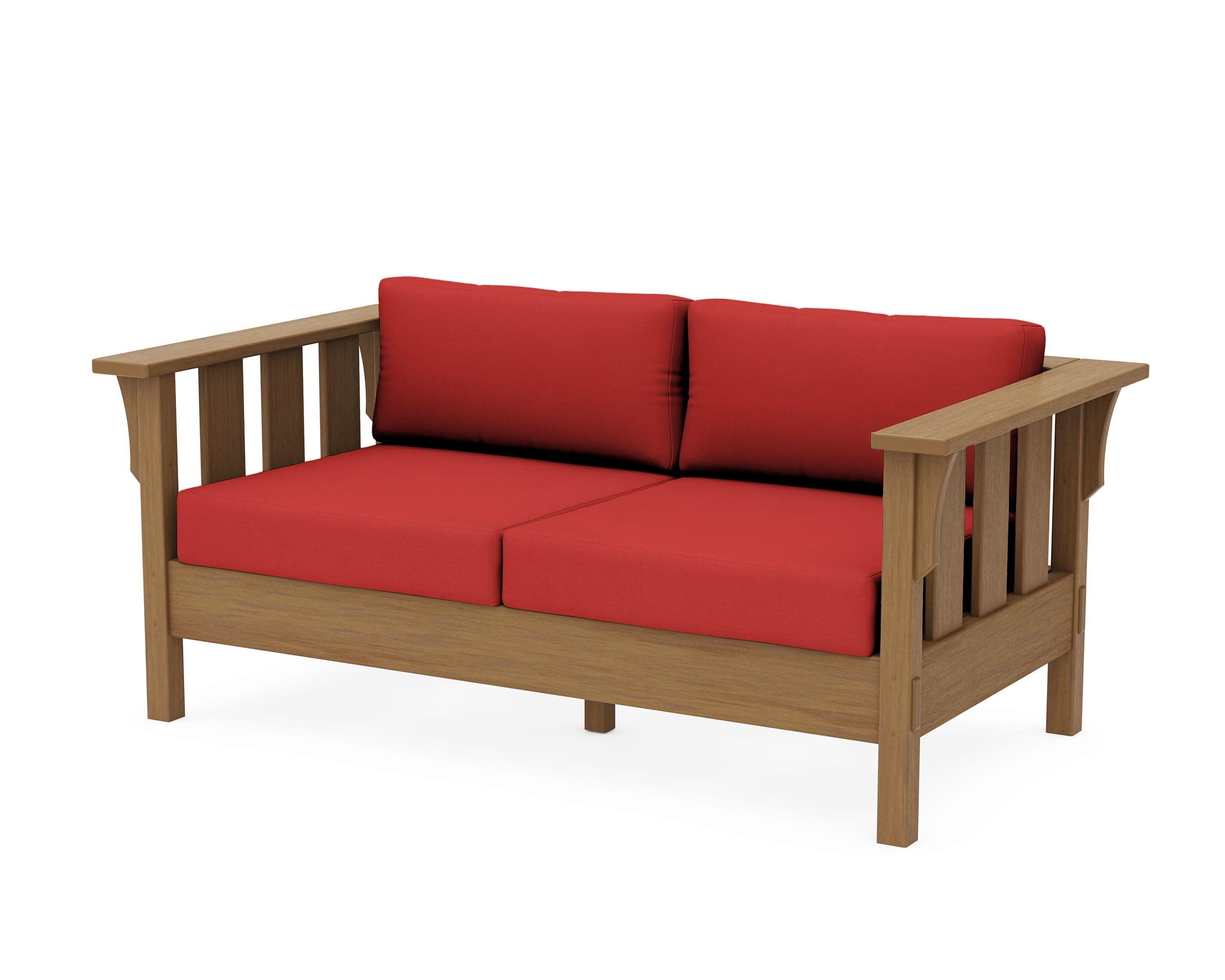 Acadia Deep Seating Loveseat in Natural / Crimson Linen