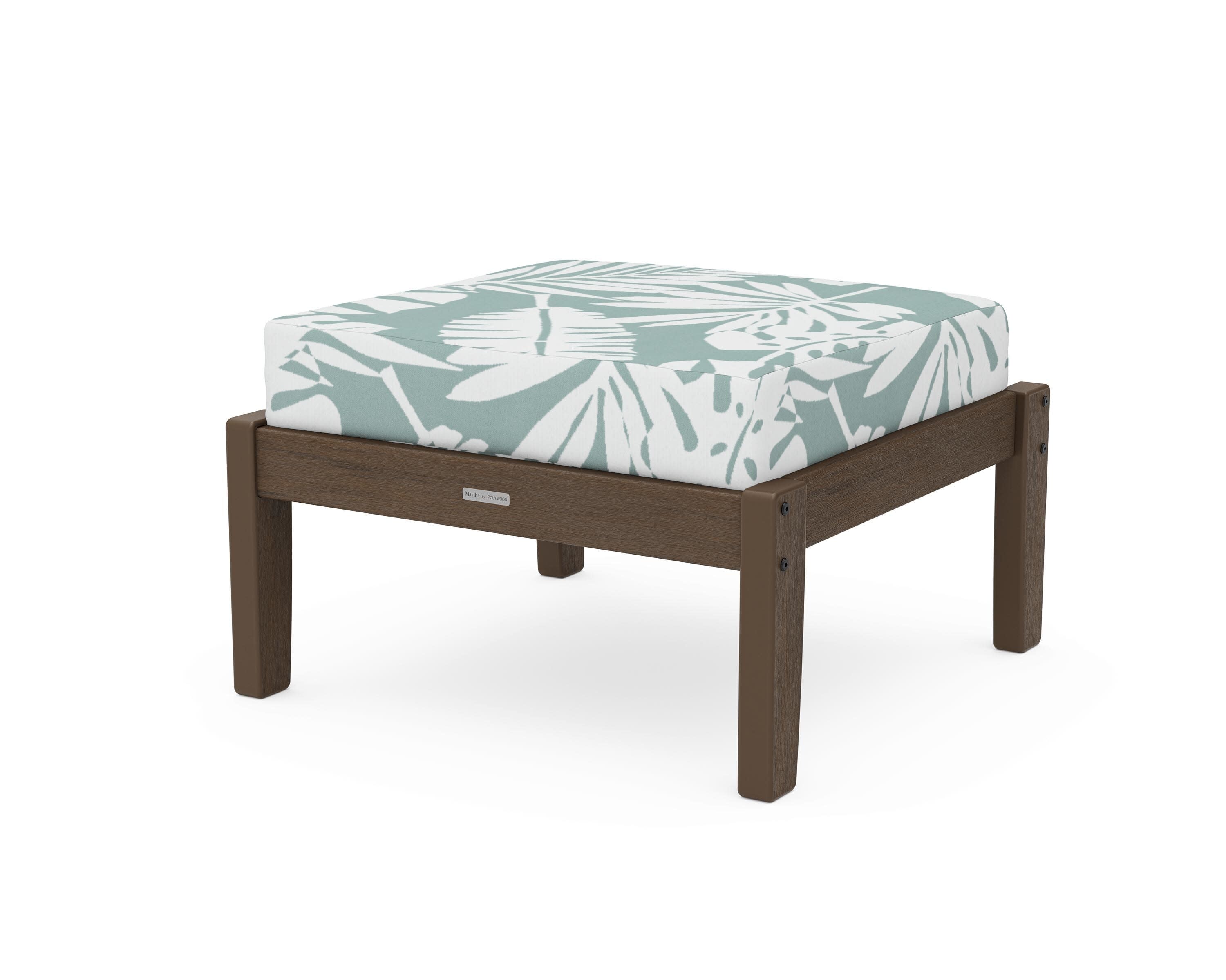 Chinoiserie Deep Seating Ottoman in Kona / Leaf Glacier Spa