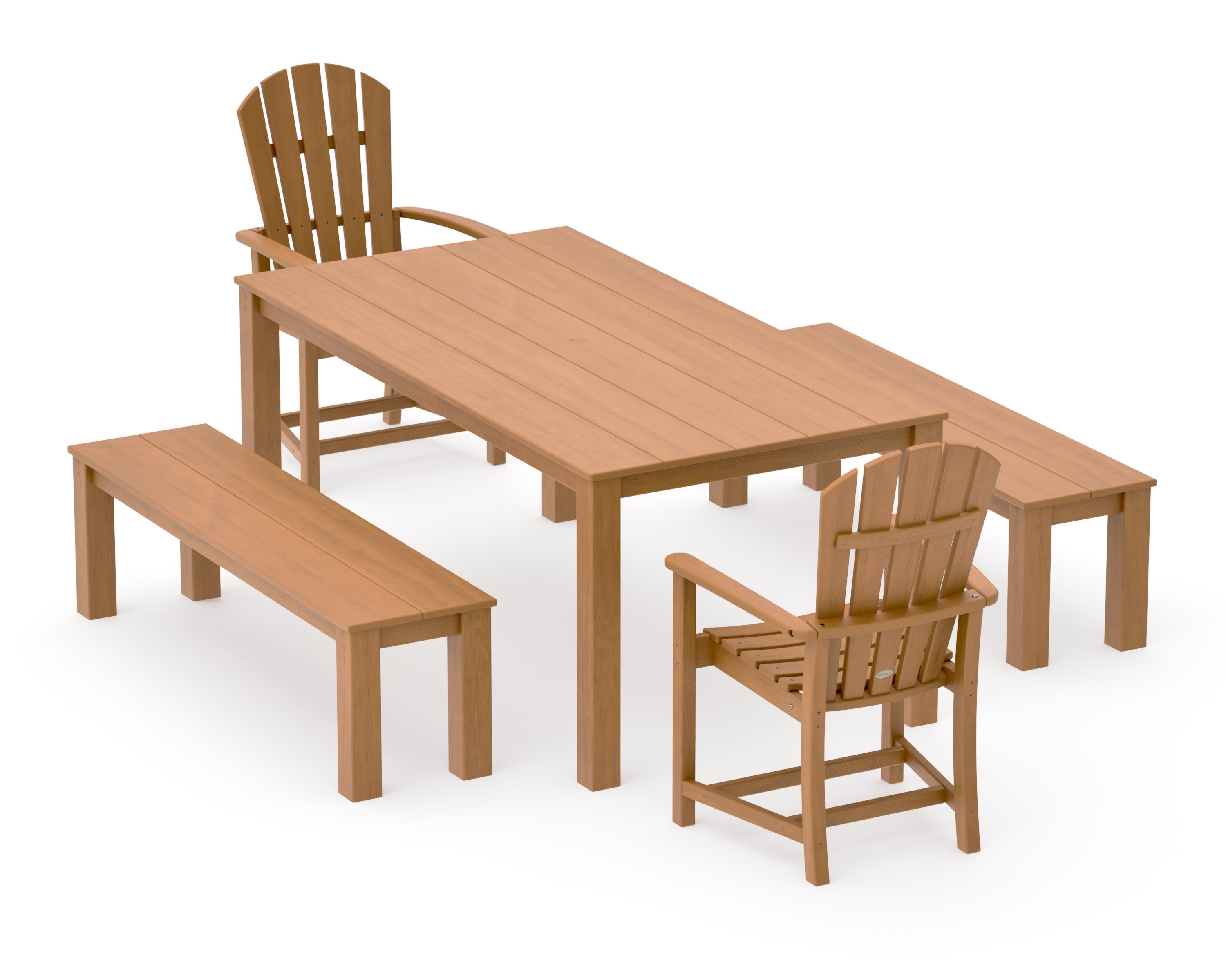 Palm Coast 5-Piece Parsons Dining Set with Benches in Natural