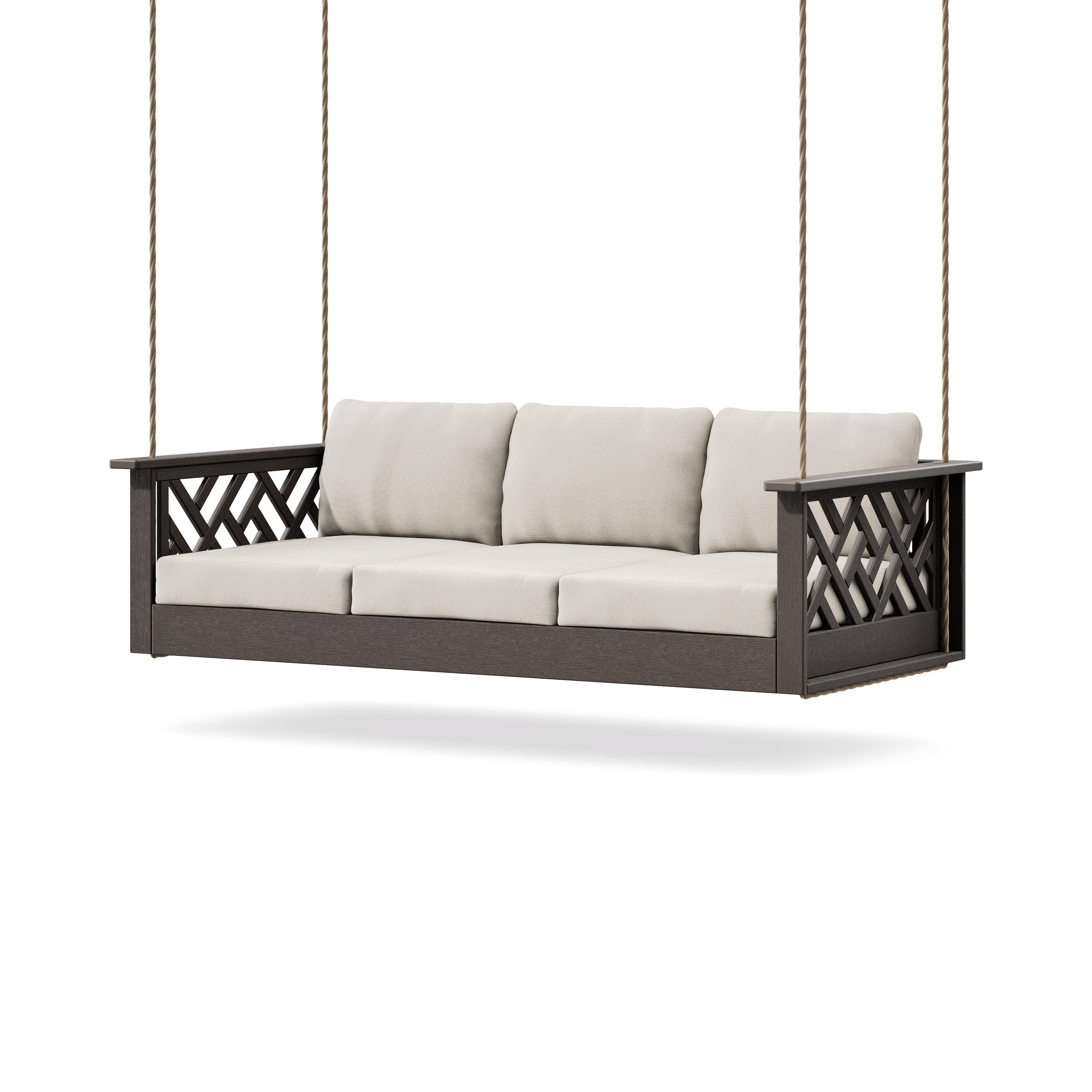 Chippendale Daybed Swing in Vintage Coffee / Dune Burlap