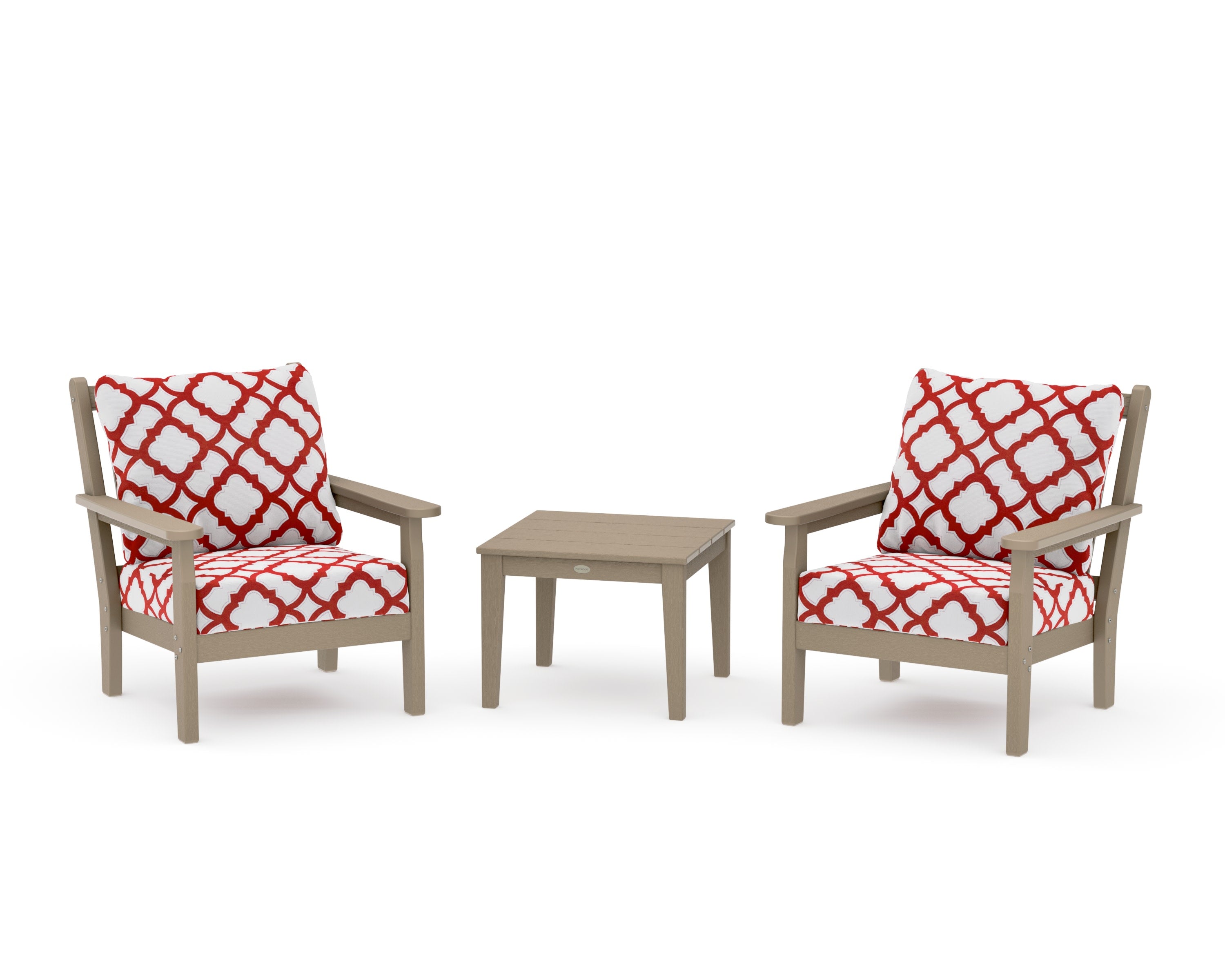 Chippendale 3-Piece Deep Seating Set in Vintage Sahara / Trellis Crimson
