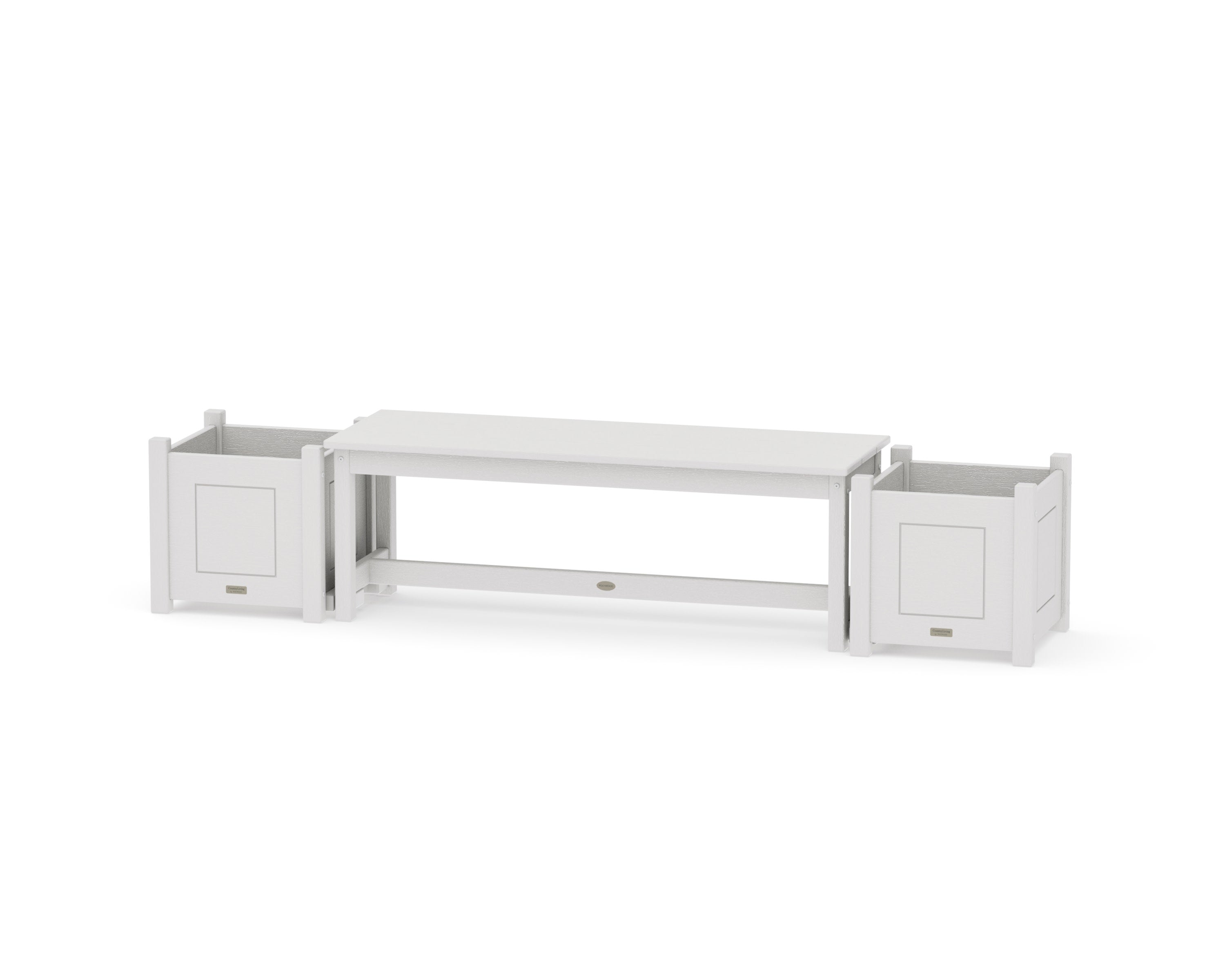 48" Country Living Straight Planter Bench Set in Vintage White