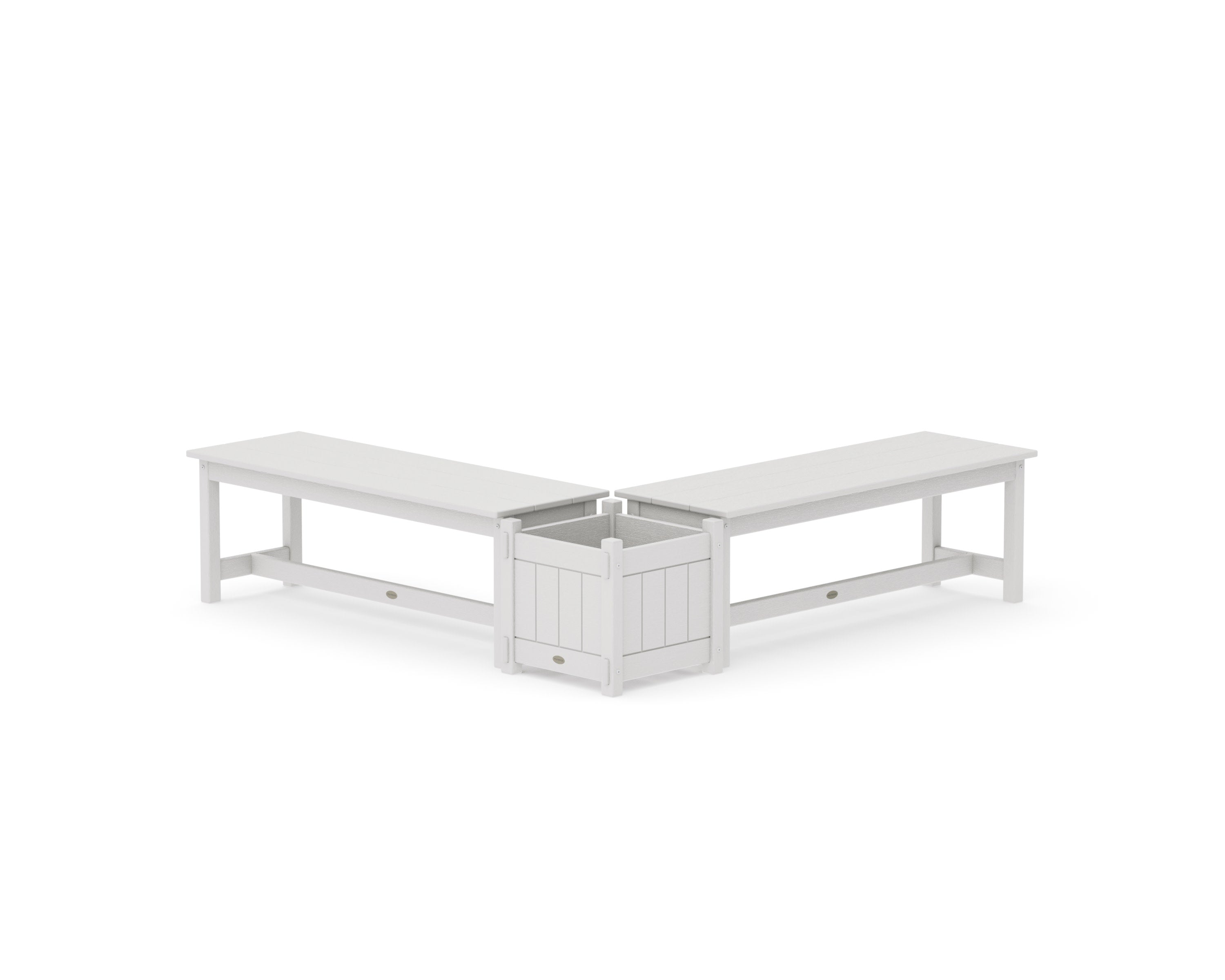 48" Vineyard L- Shaped Planter Bench Set in Vintage White