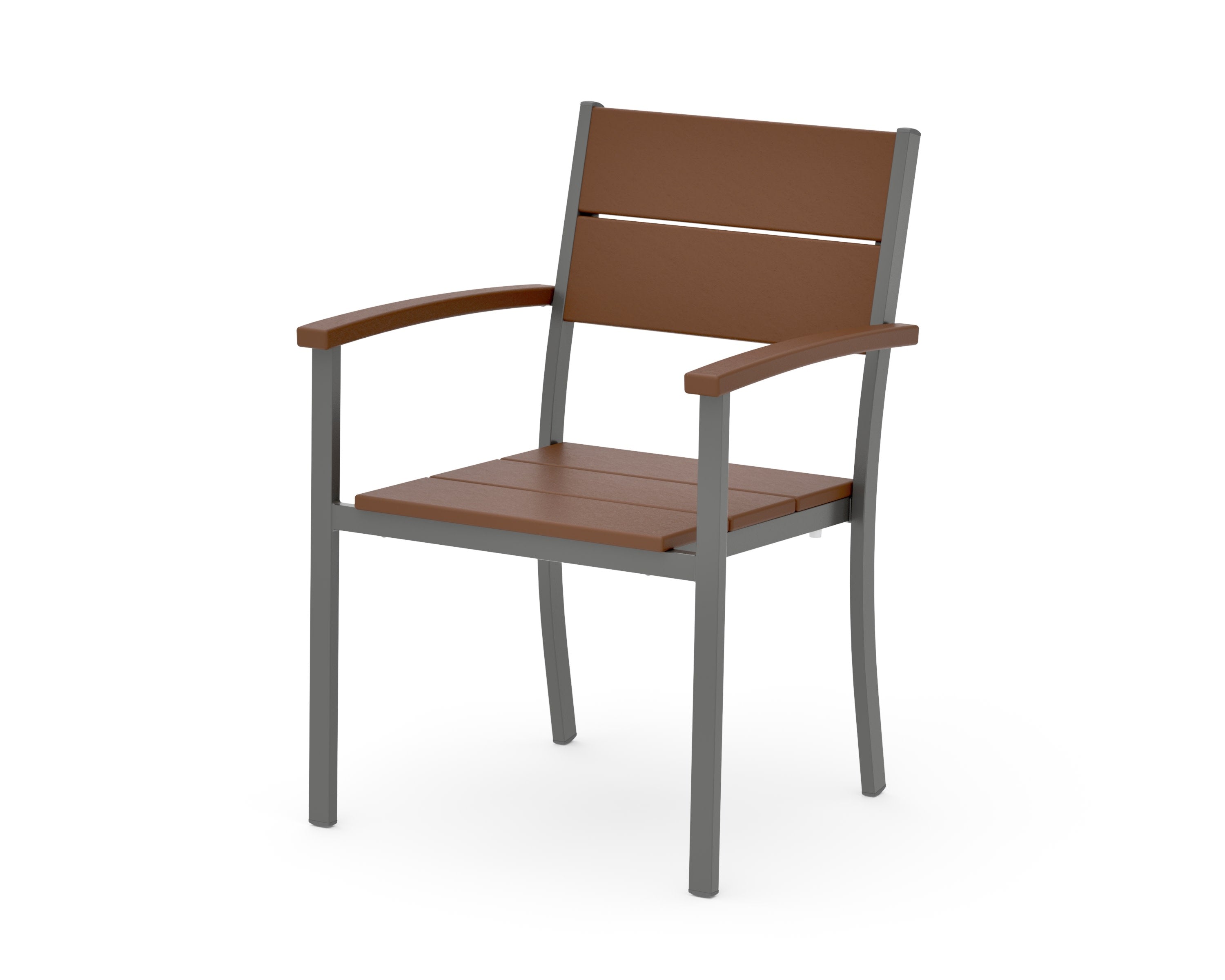 Main Street Stacking Dining Arm Chair in Charcoal / Teak