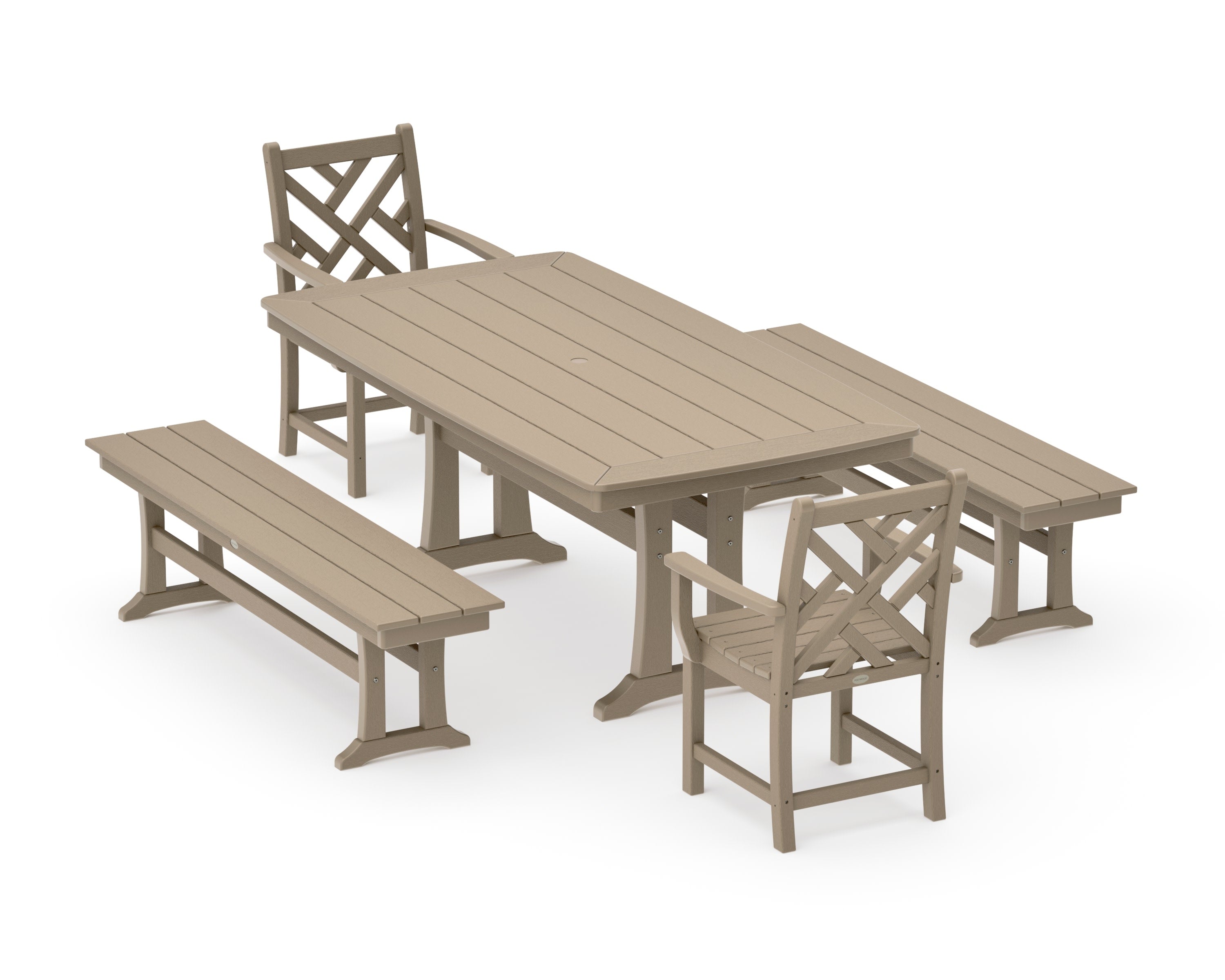 Chippendale 5-Piece Dining Set with Trestle Legs in Vintage Sahara