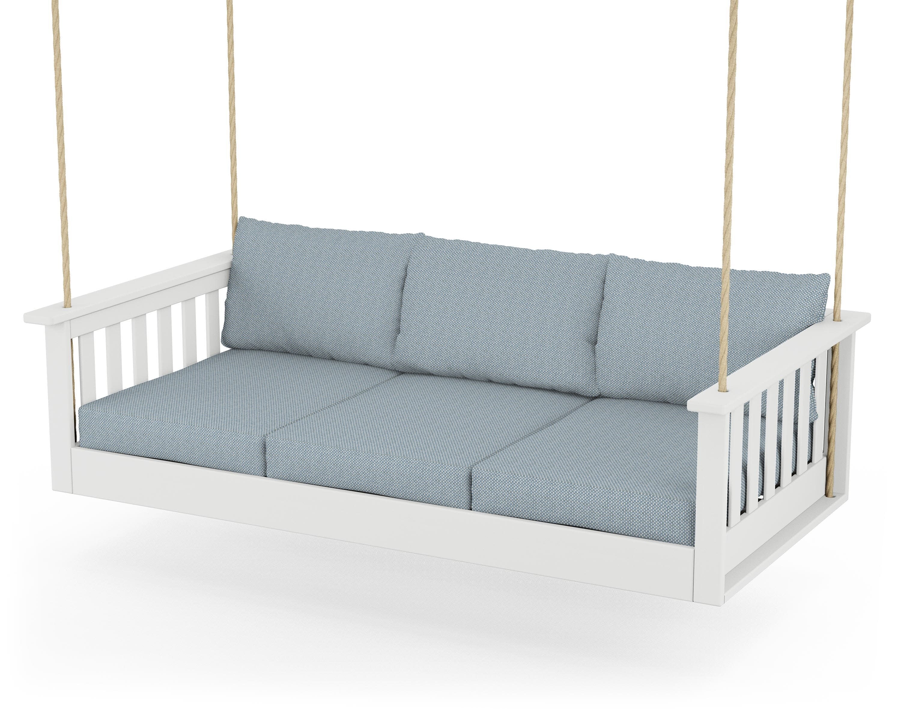 Vineyard Daybed Swing in White / Exhale Sky