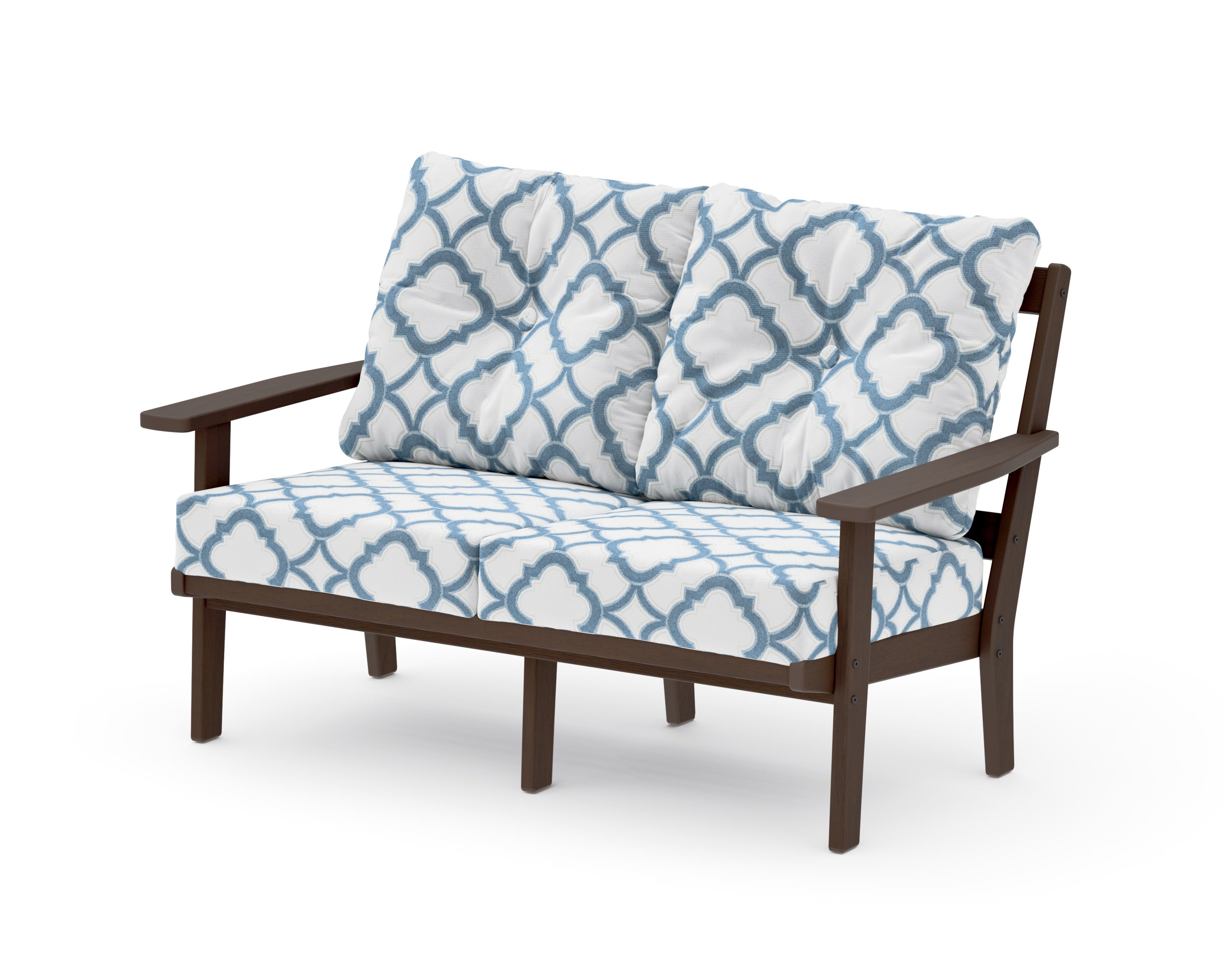 Oxford Deep SeatingLoveseat in Kona / Trellis Sky Blue