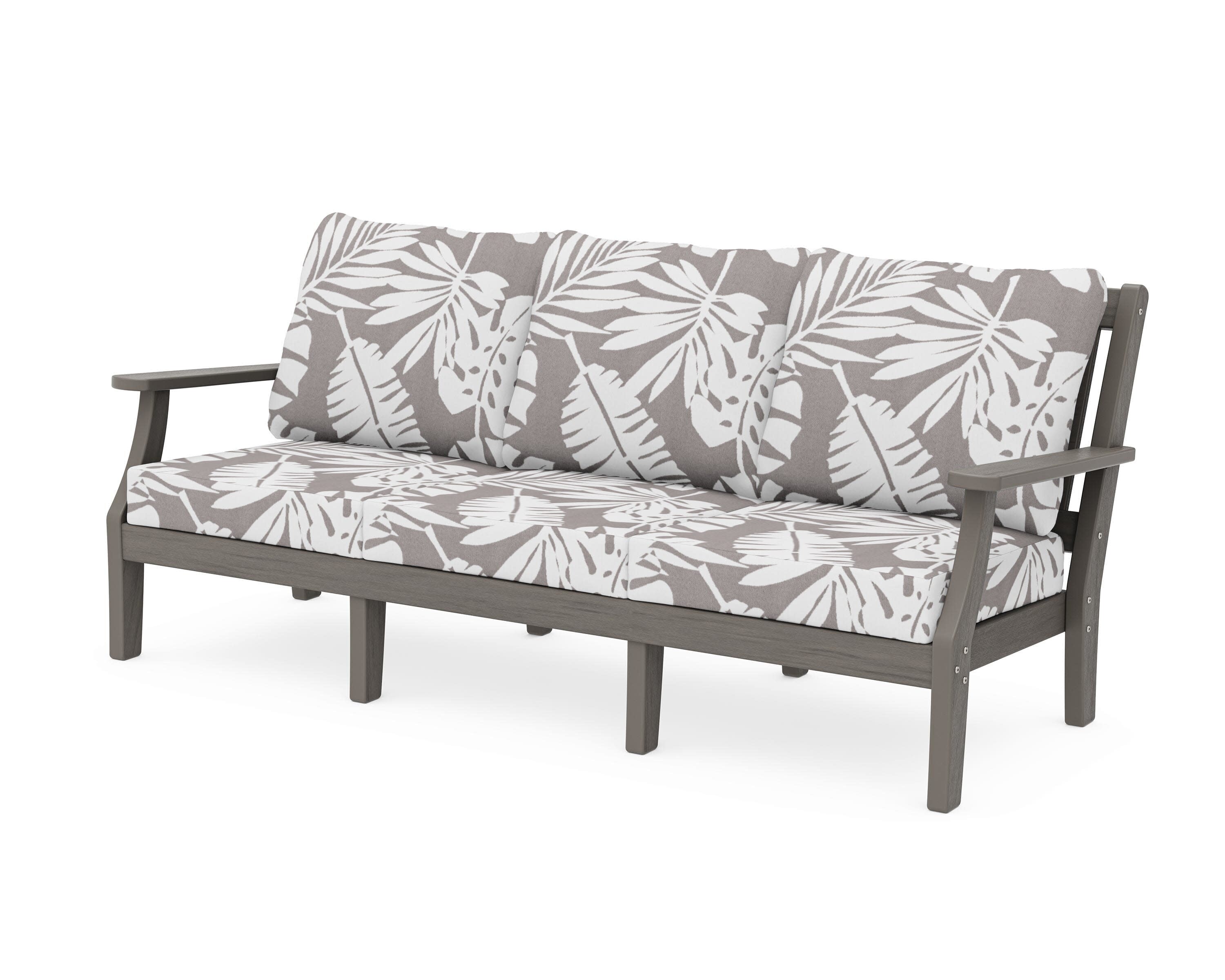 Chinoiserie Deep Seating Sofa in Driftwood / Leaf Grey Mist