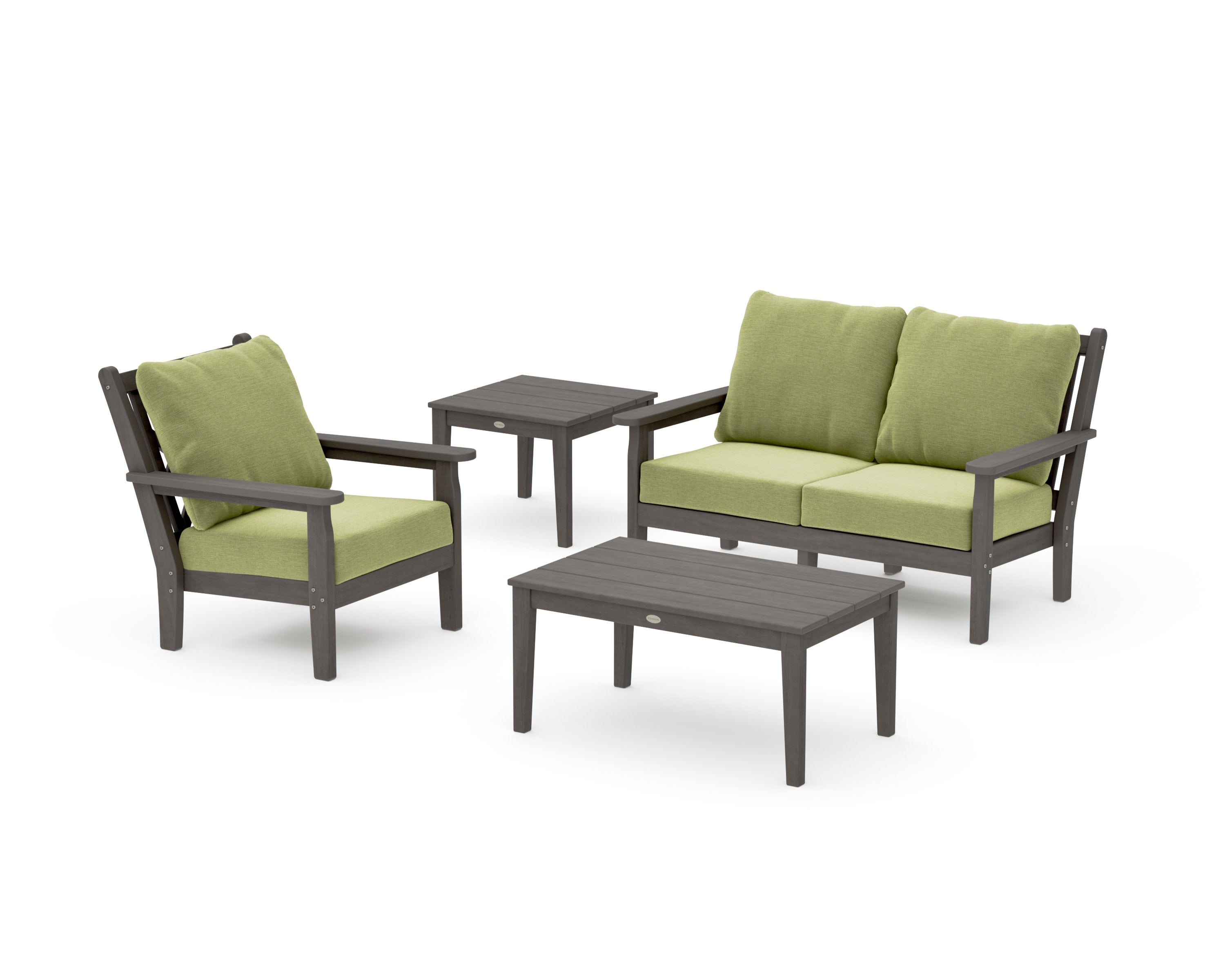 Chippendale 4-Piece Deep Seating Set in Driftwood / Chartreuse Boucle