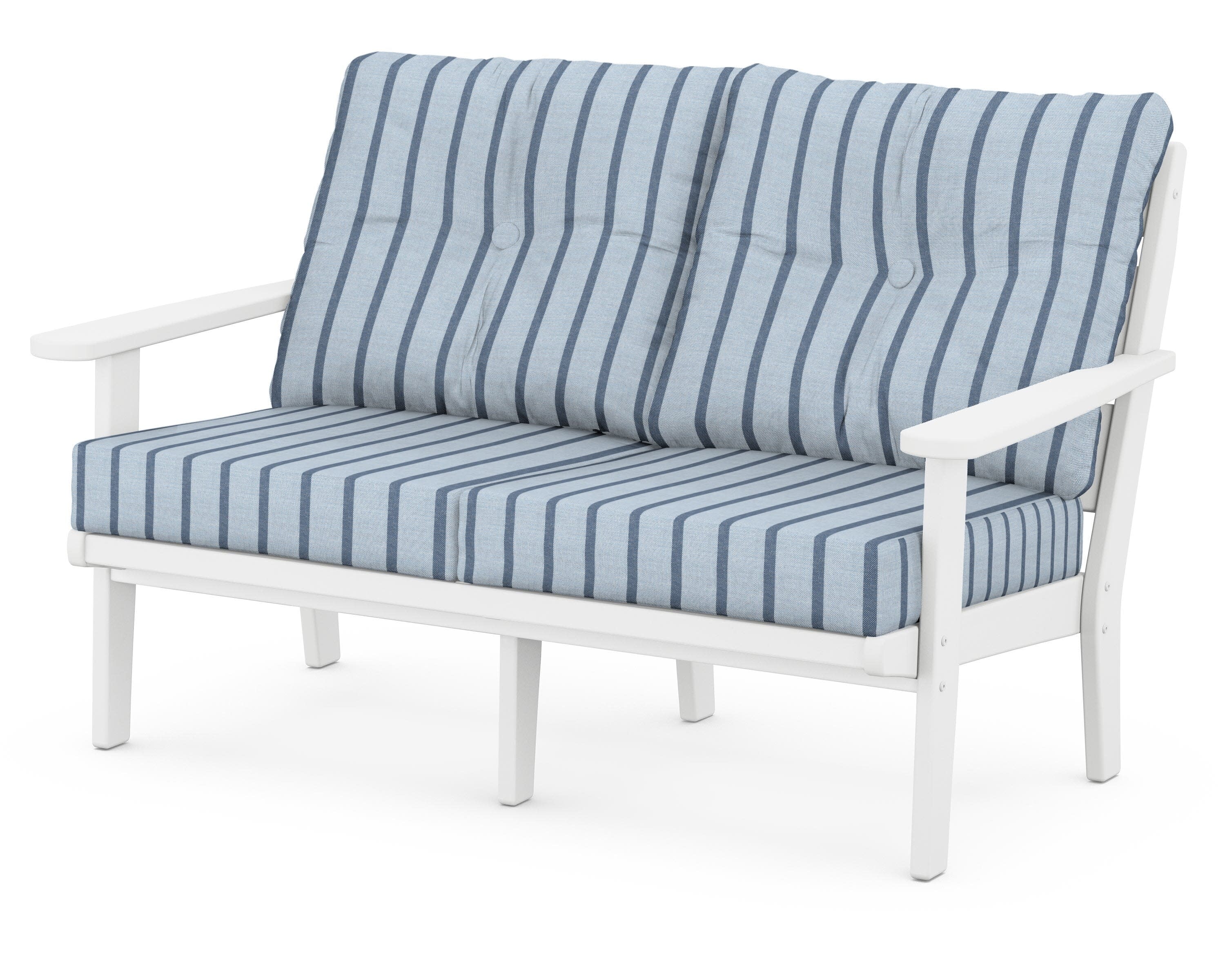 Lakeside Deep Seating Loveseat in White / Unwind Sky