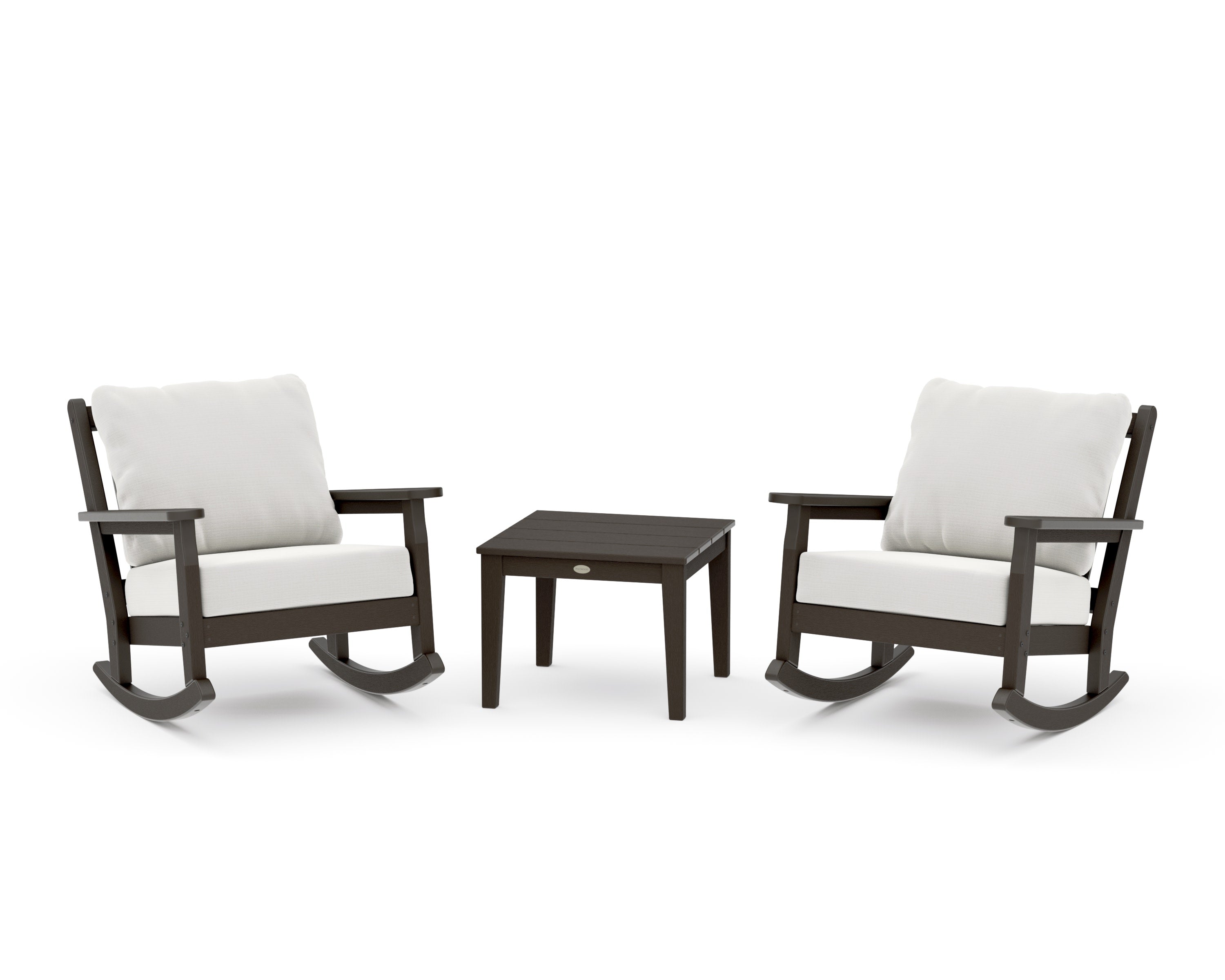 Chippendale 3-Piece Deep Seating Rocker Set in Vintage Coffee / Natural Linen