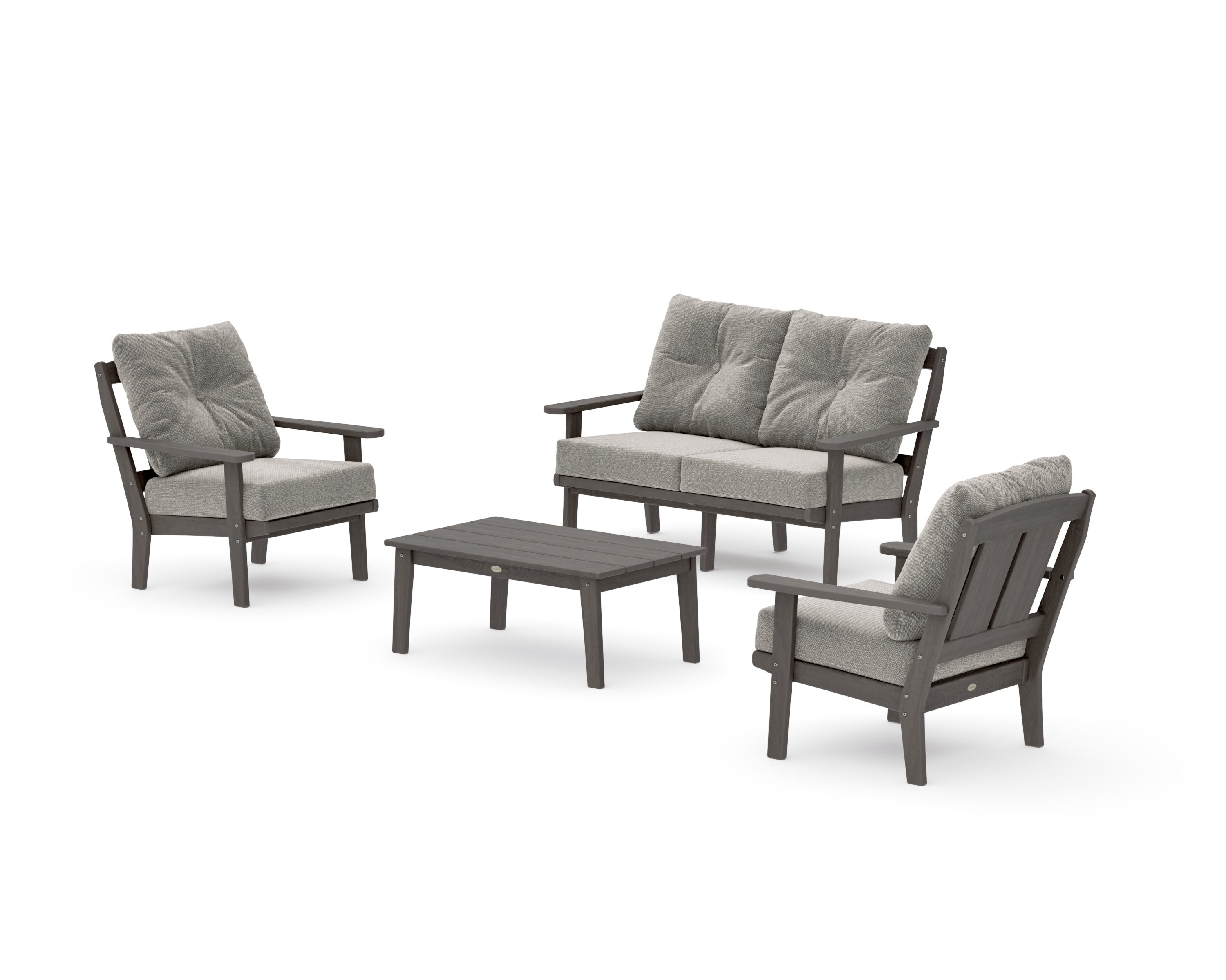 Mission 4-Piece Deep Seating Set with Loveseat in Driftwood / Weathered Tweed