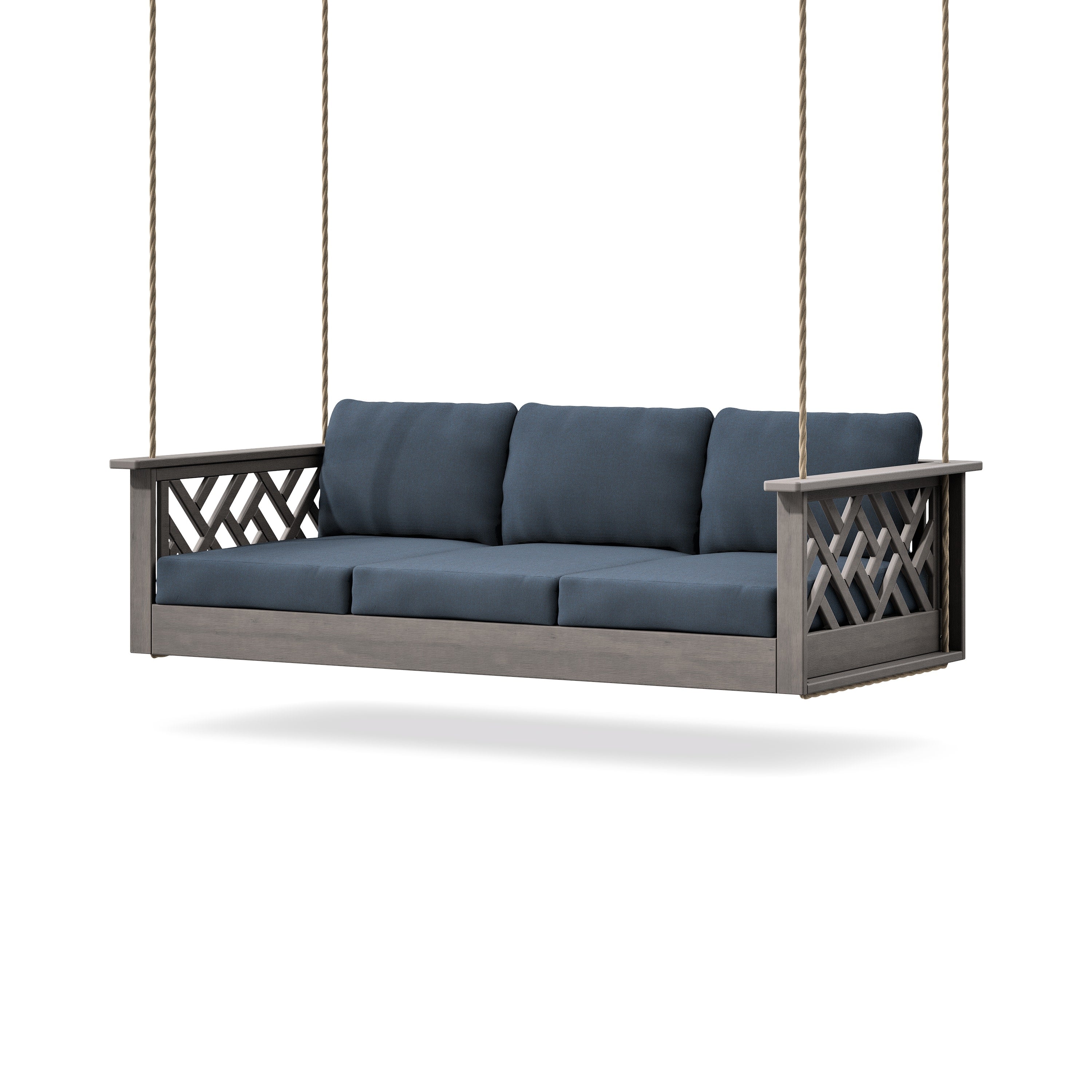 Chippendale Daybed Swing in Driftwood / Marine Indigo