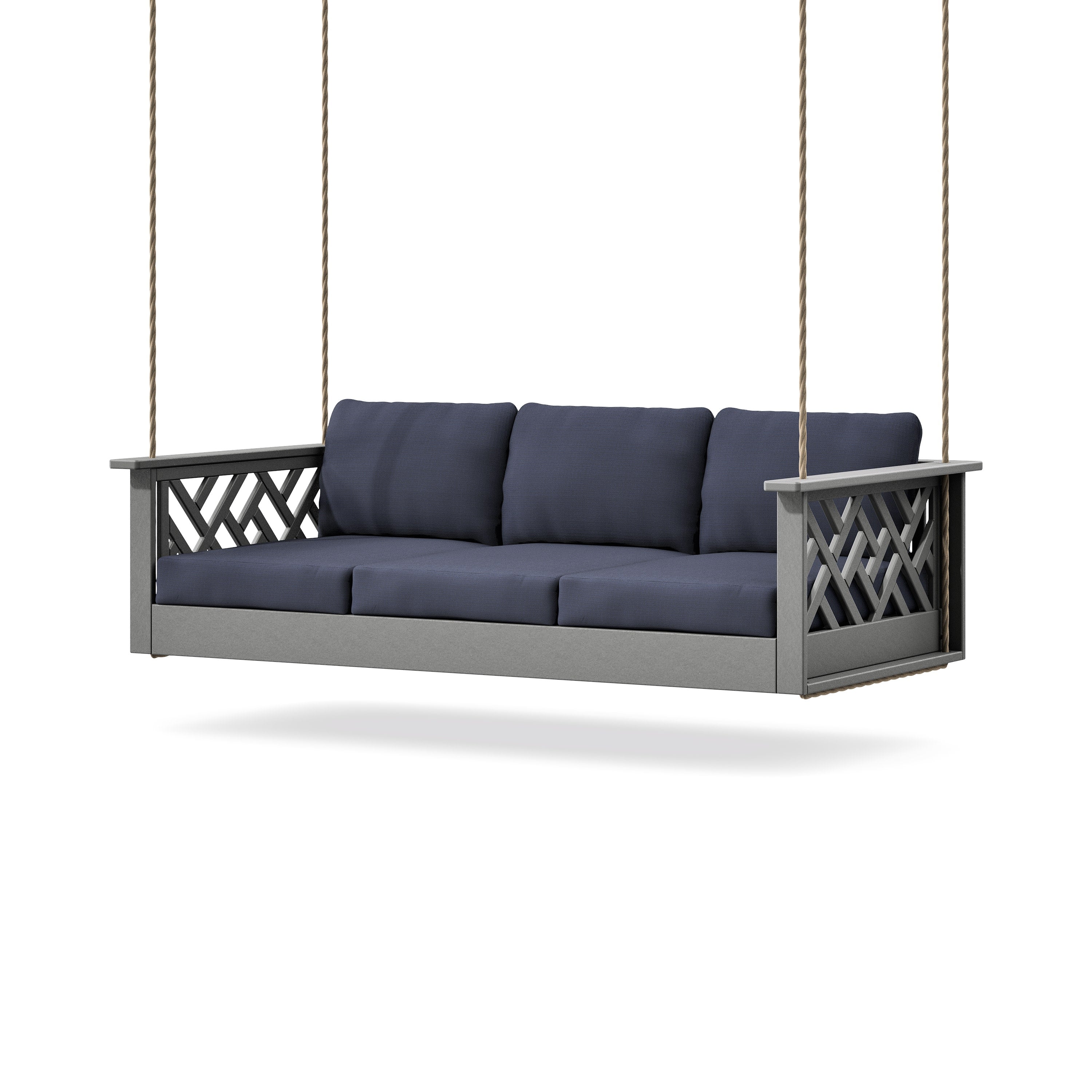 Chippendale Daybed Swing in Slate Grey / Navy Linen