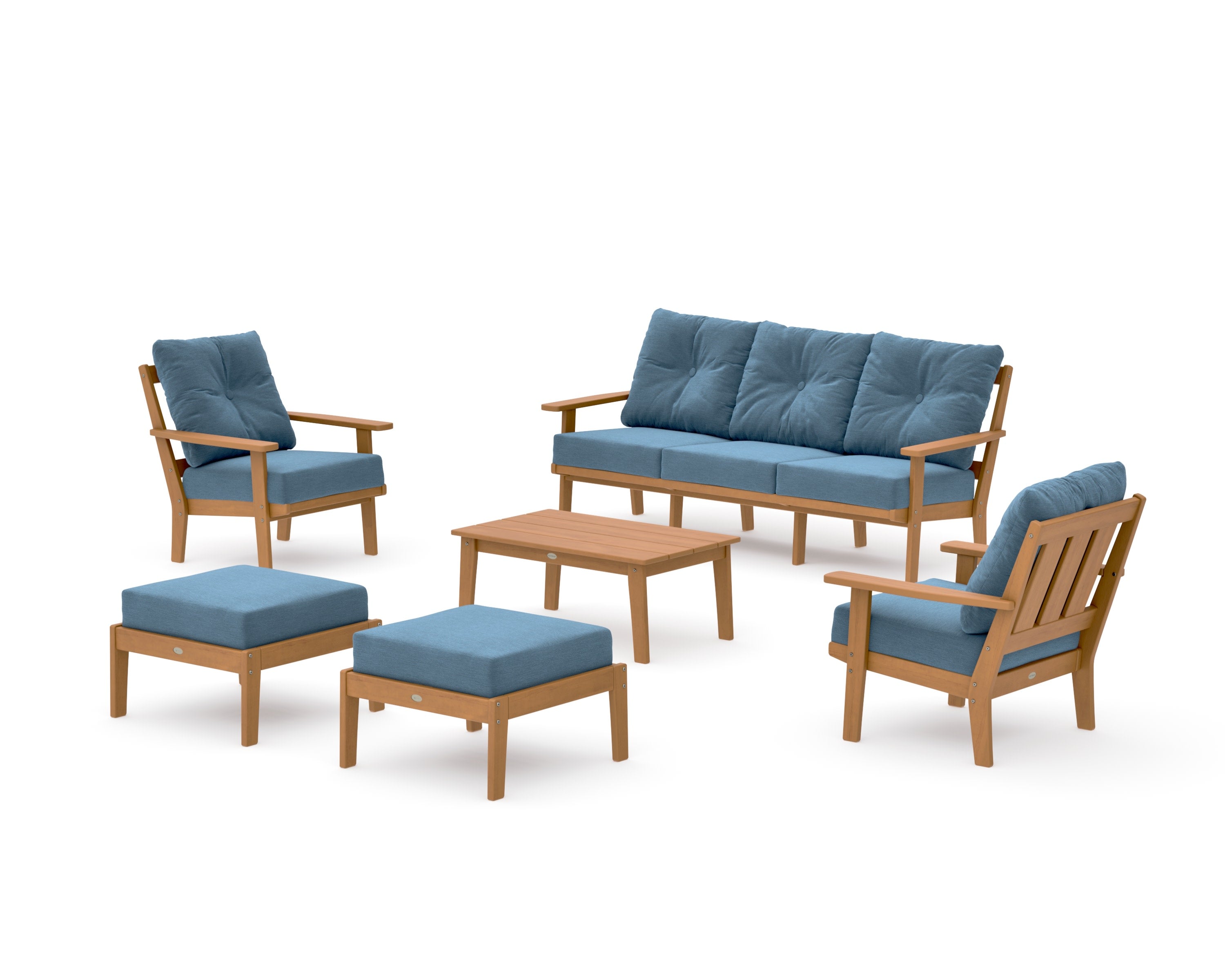 Oxford 6-Piece Lounge Sofa Set in Natural / Sky Blue
