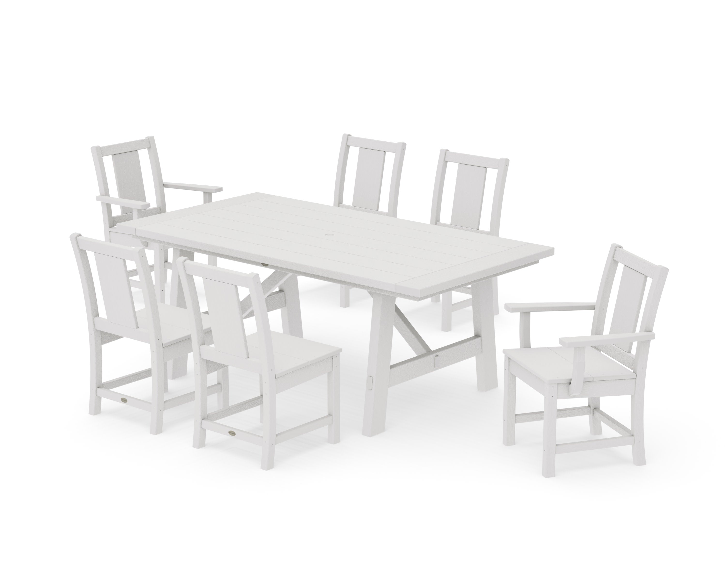 Prairie 7-Piece Rustic Farmhouse Dining Set in Vintage White