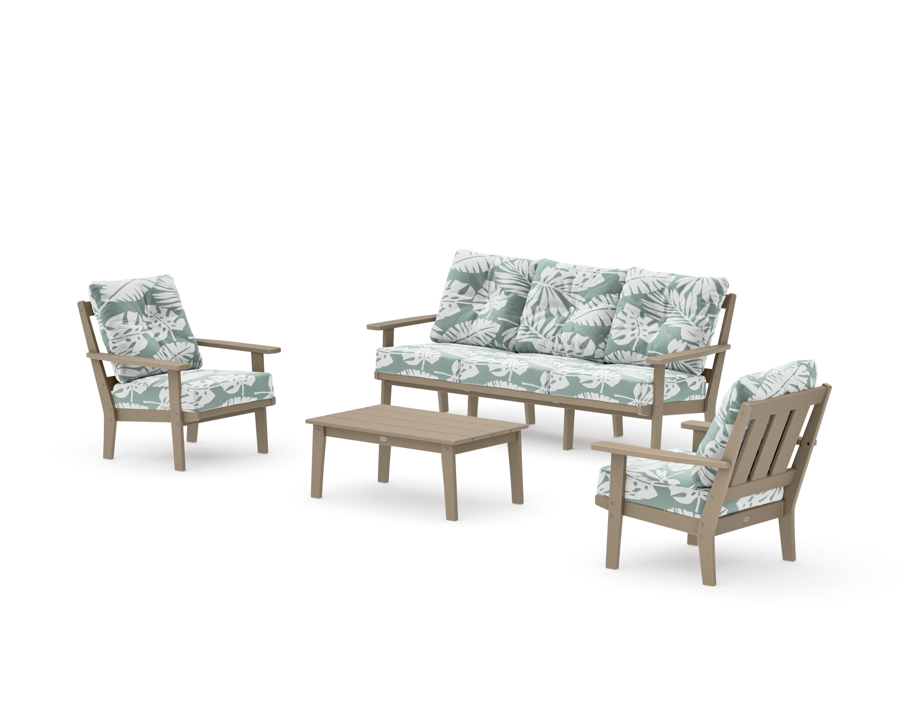Oxford 4-Piece Deep Seating Set with Sofa in Vintage Sahara / Leaf Glacier Spa