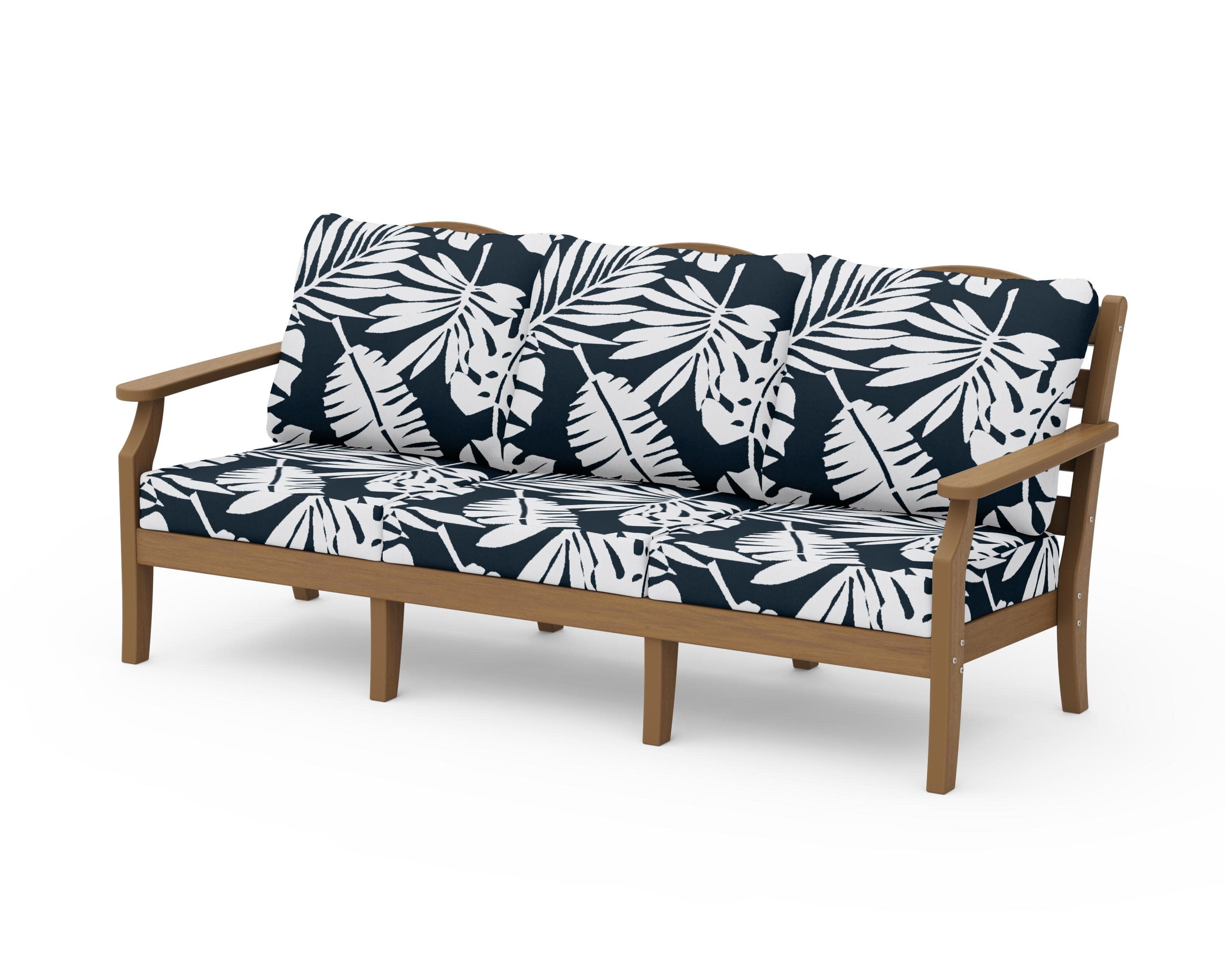 Savannah Deep Seating Sofa in Natural / Leaf Marine Indigo