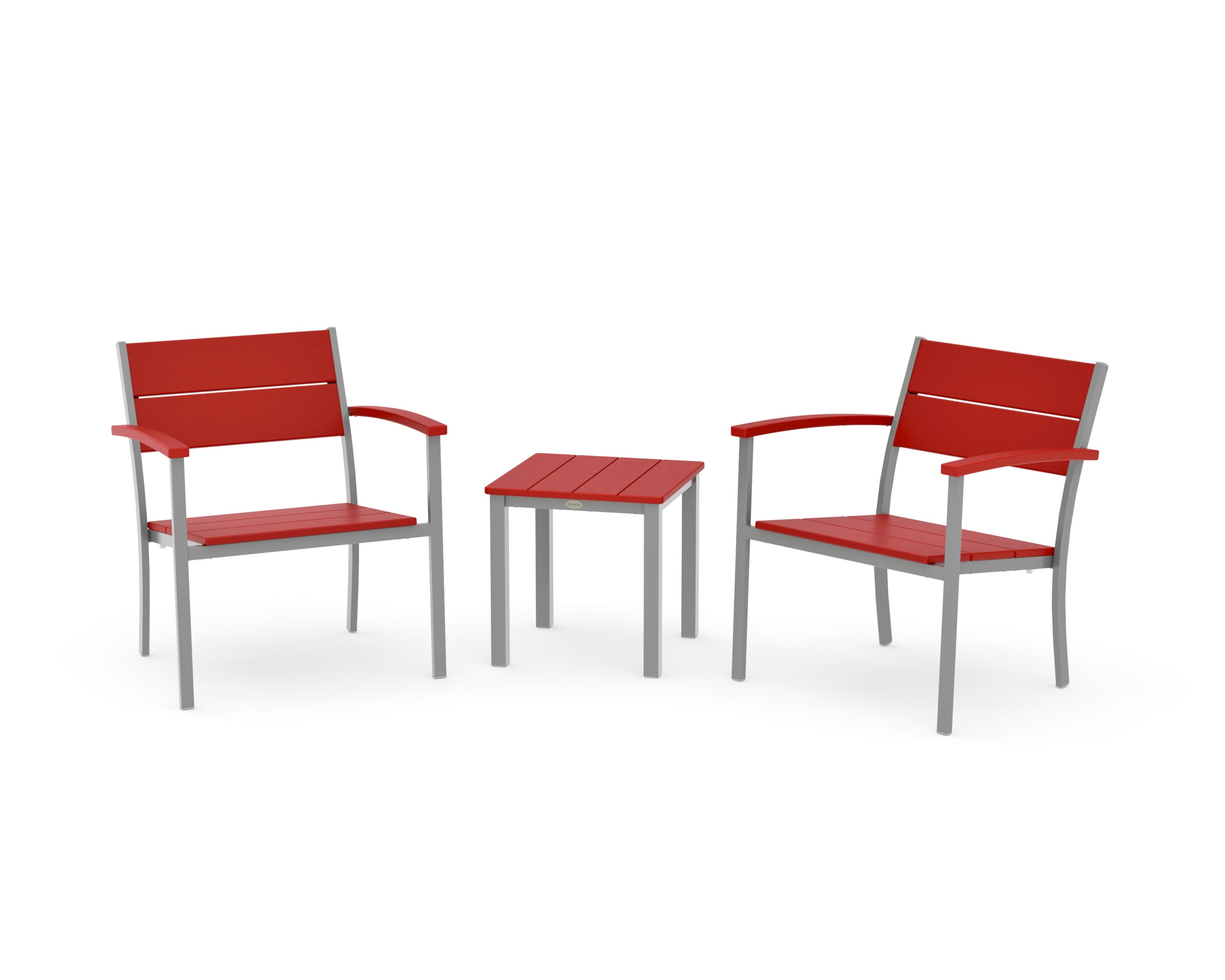 Main Street 3-Piece Lounge Chair Set in Silver / Sunset Red