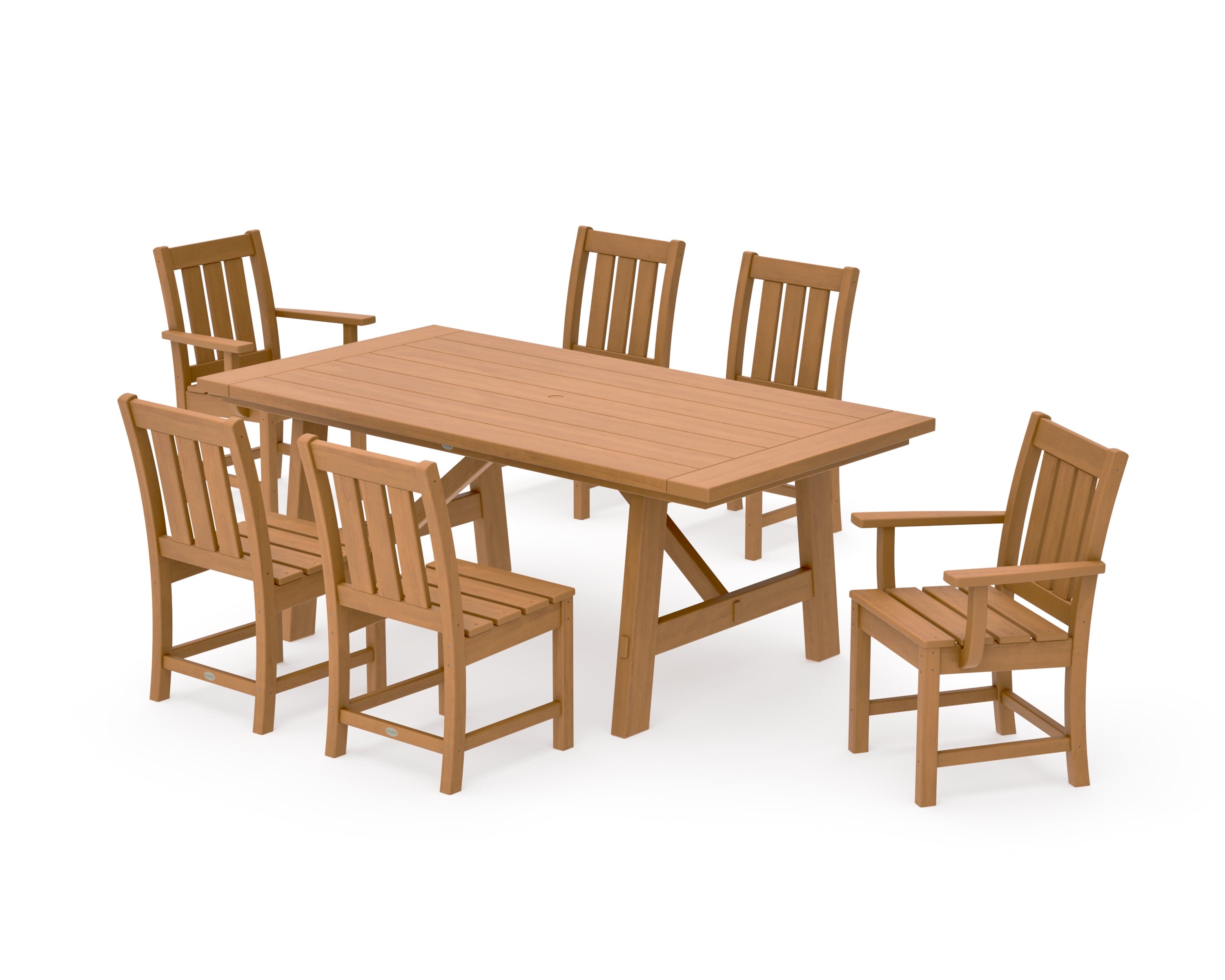 Oxford 7-Piece Rustic Farmhouse Dining Set in Natural