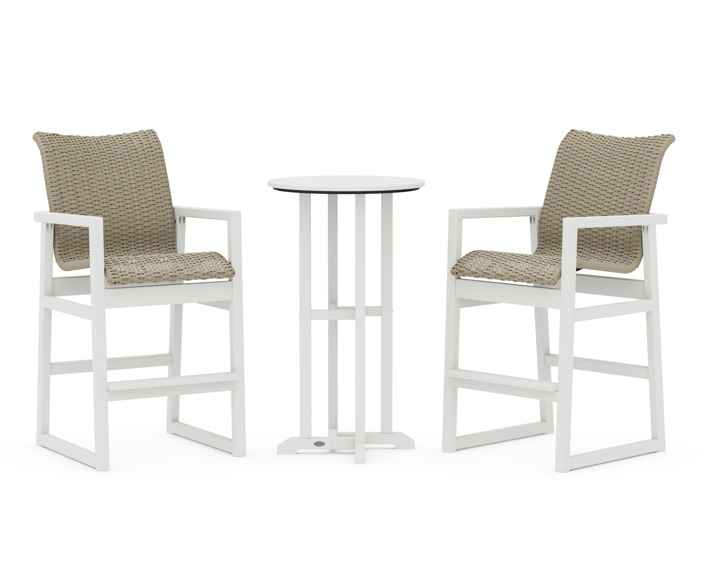 EDGE Woven 3-Piece Farmhouse Bar Set in Vintage White / Dune Grass