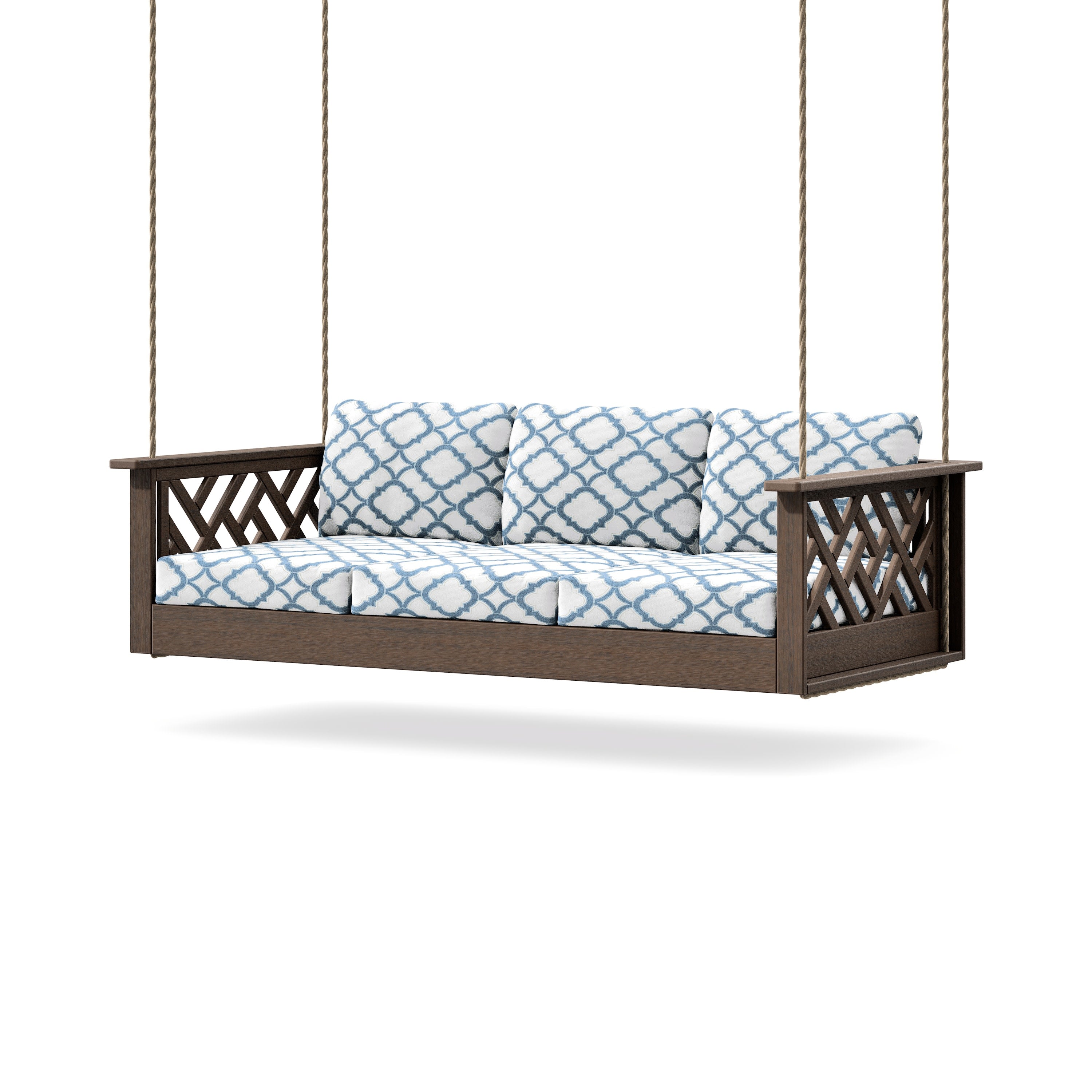 Chippendale Daybed Swing in Kona / Trellis Sky Blue