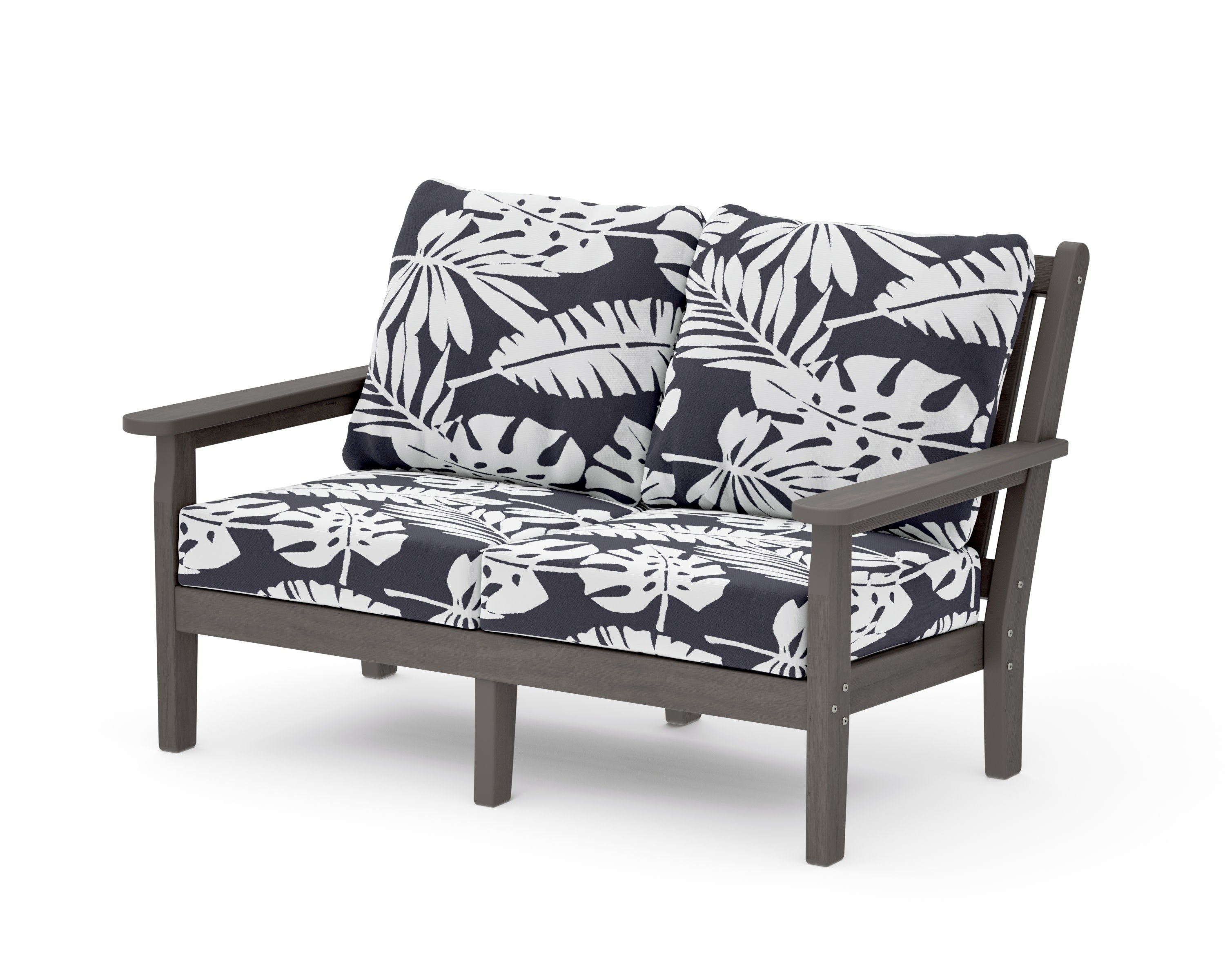 Chippendale Deep Seating Loveseat in Driftwood / Leaf Navy