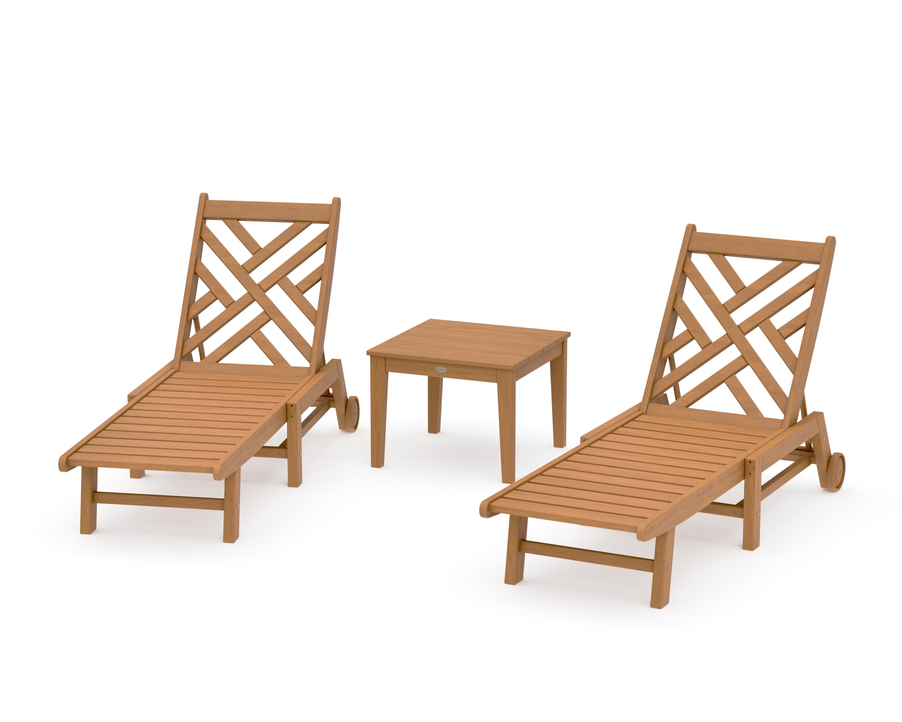 Chippendale 3-Piece Chaise Set with Wheels in Natural