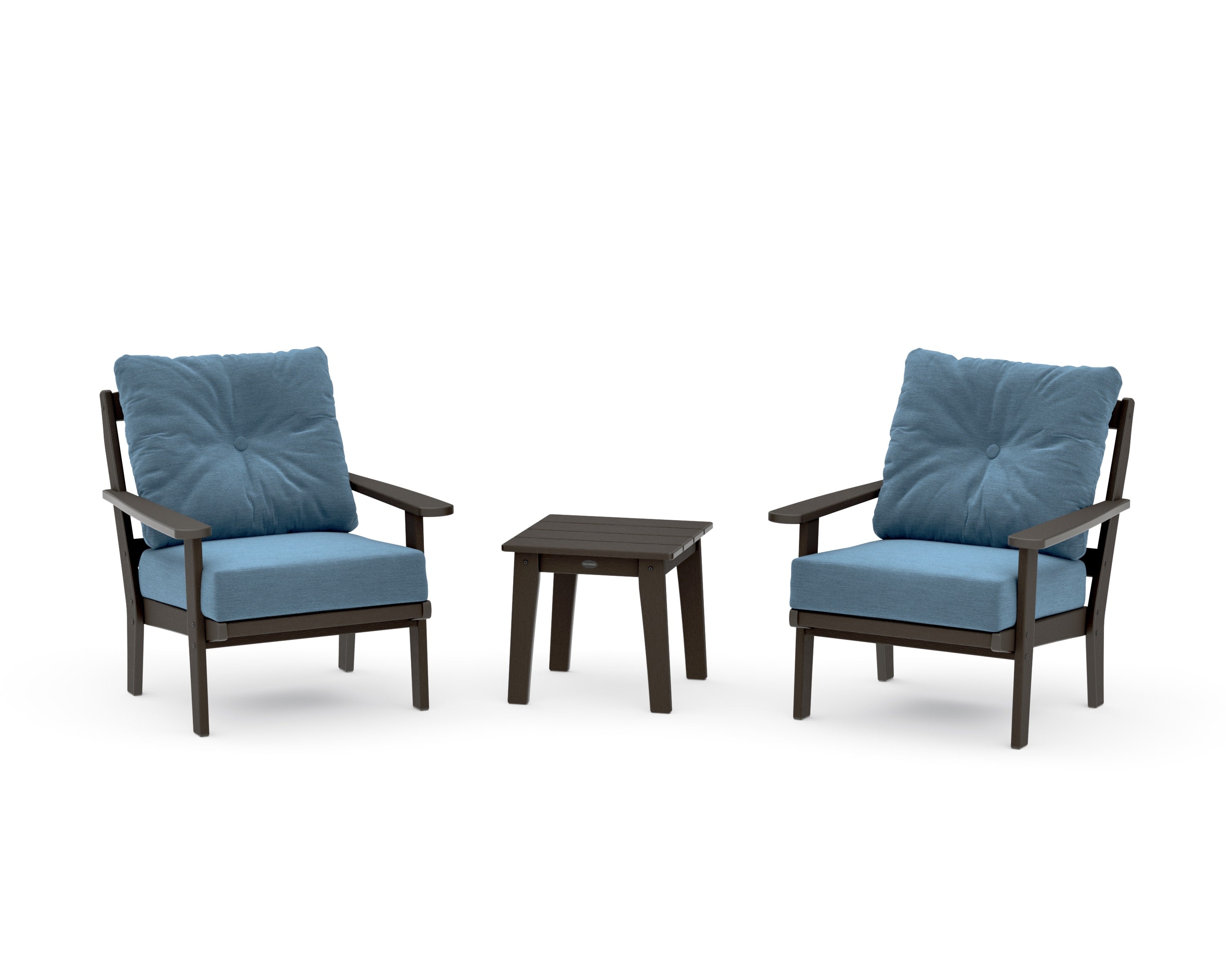 Mission 3-Piece Deep Seating Set in Vintage Coffee / Sky Blue