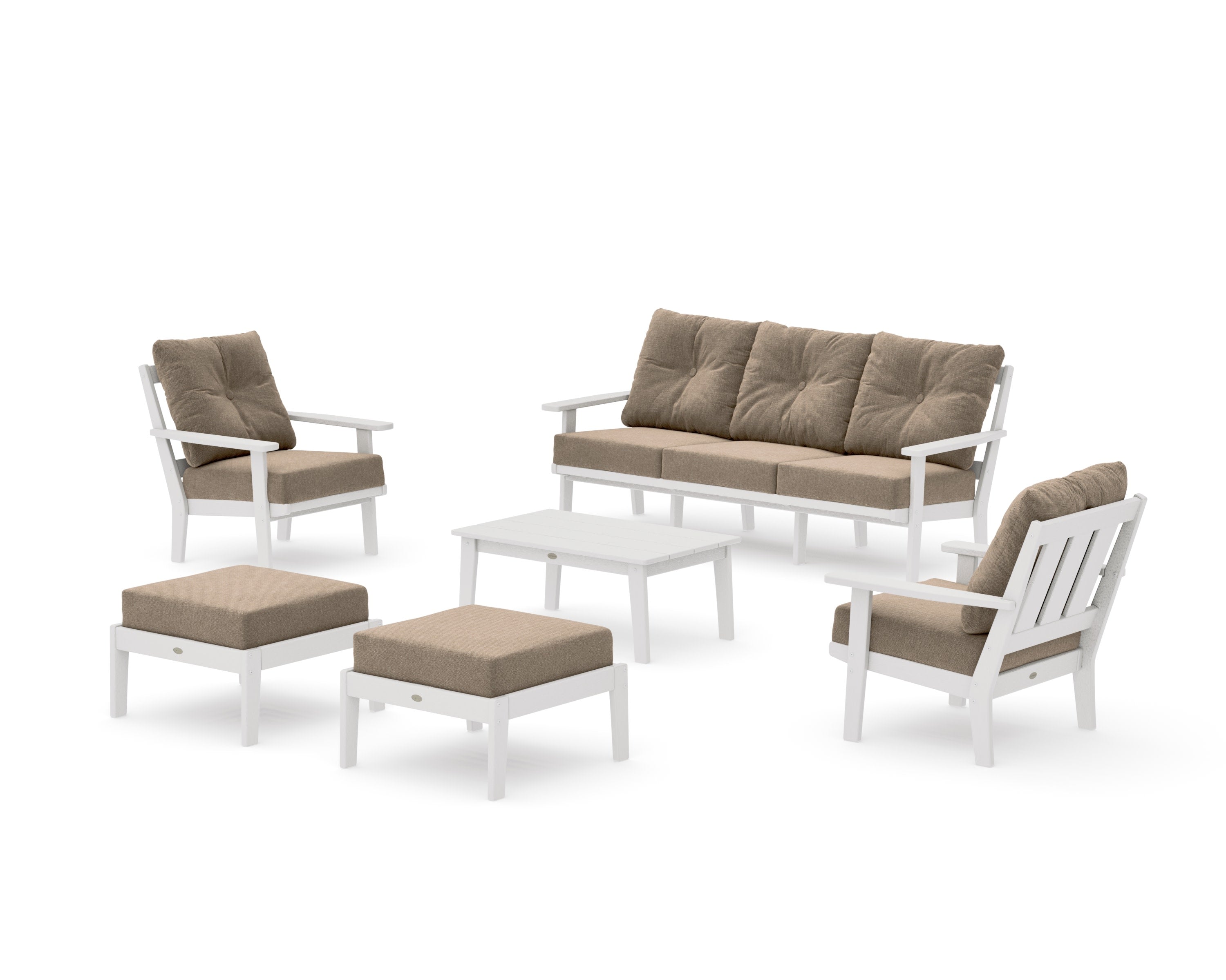 Oxford 6-Piece Lounge Sofa Set in Vintage White / Spiced Burlap