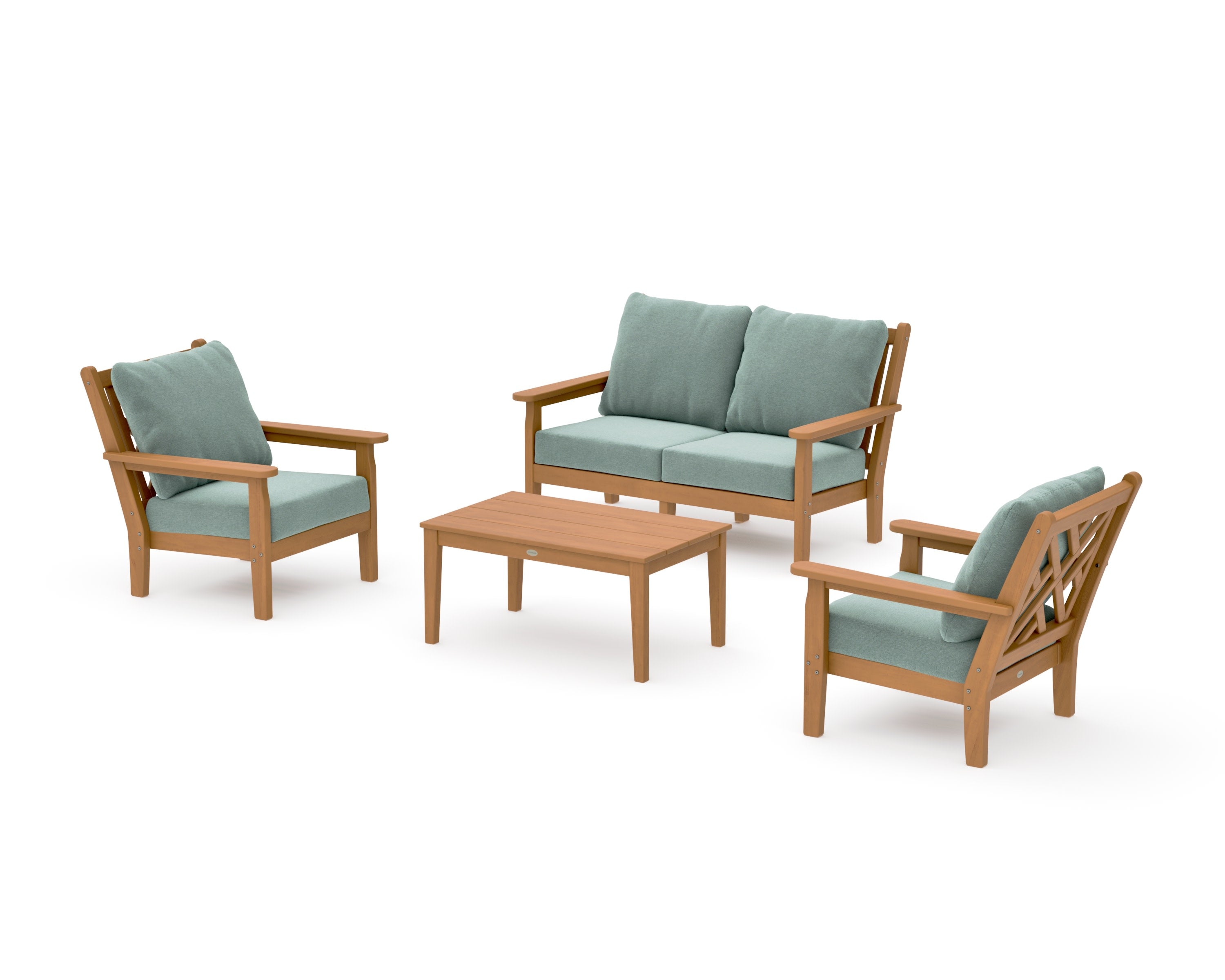 Chippendale 4-Piece Deep Seating Set with Loveseat in Natural / Glacier Spa