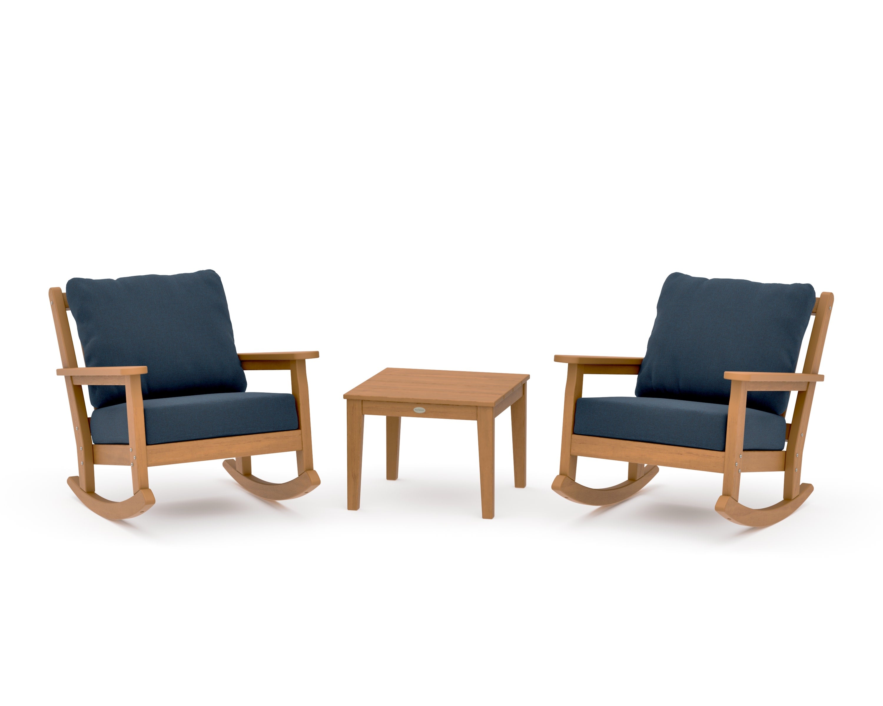 Chippendale 3-Piece Deep Seating Rocker Set in Natural / Marine Indigo