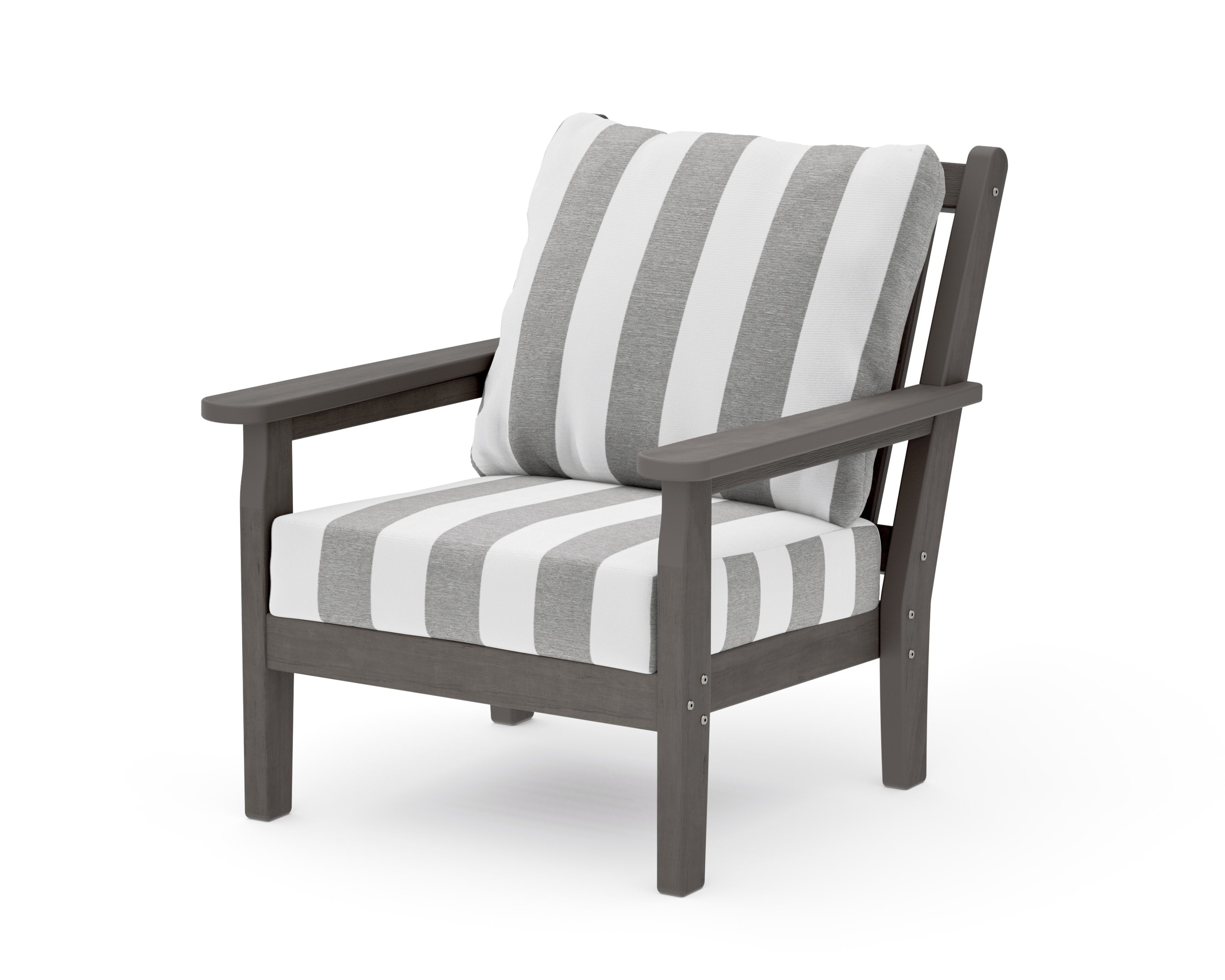 Chippendale Deep Seating Chair in Driftwood / Cabana Stripe Grey Mist