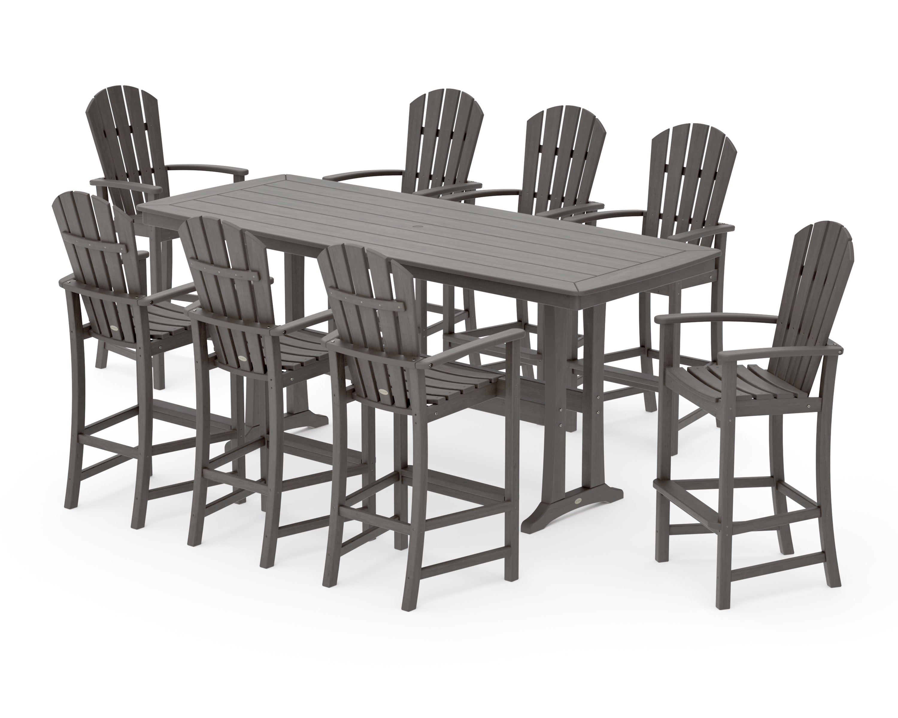 Palm Coast 9-Piece Bar Set with Trestle Legs in Driftwood