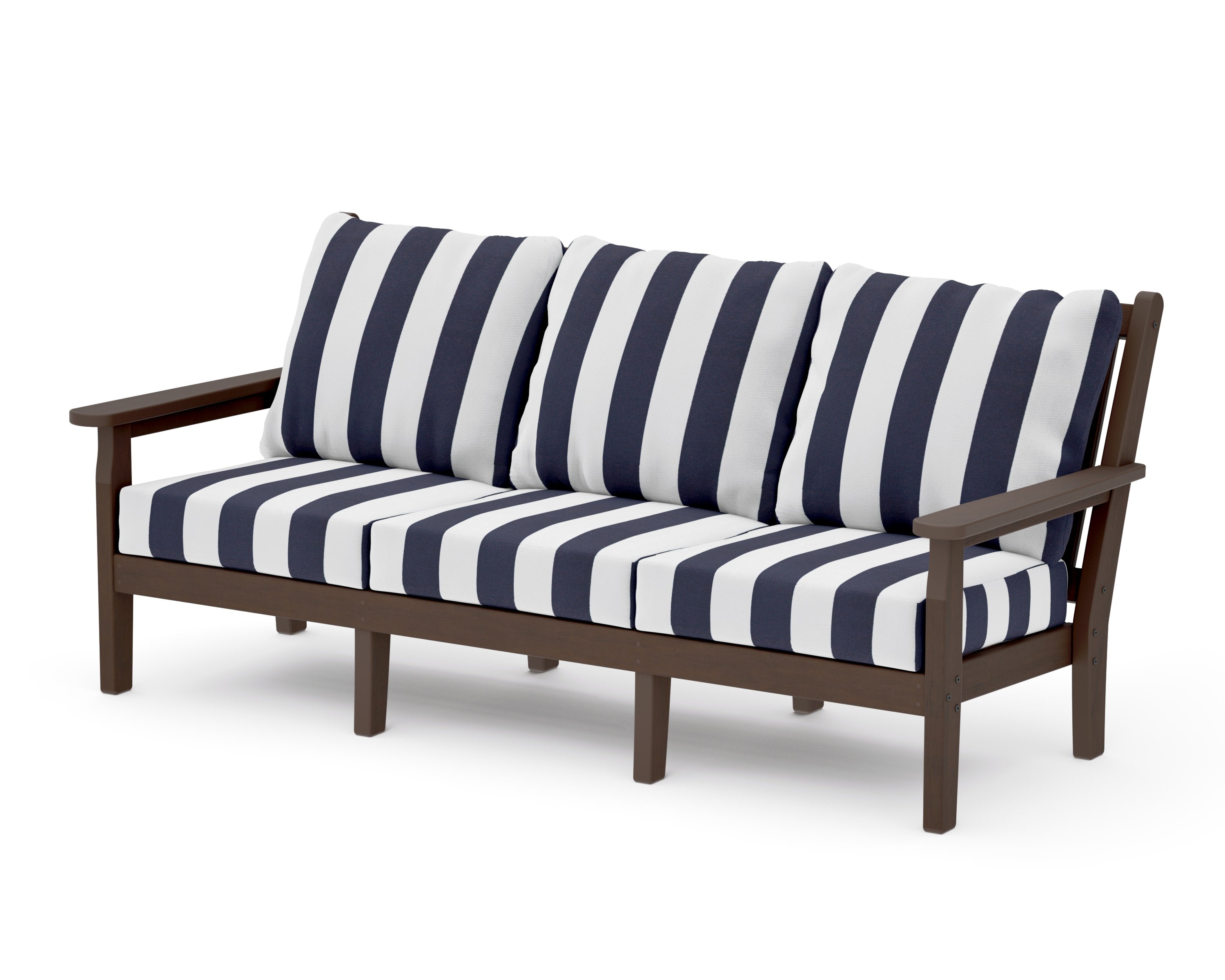 Chippendale Deep Seating Sofa in Kona / Cabana Stripe Navy