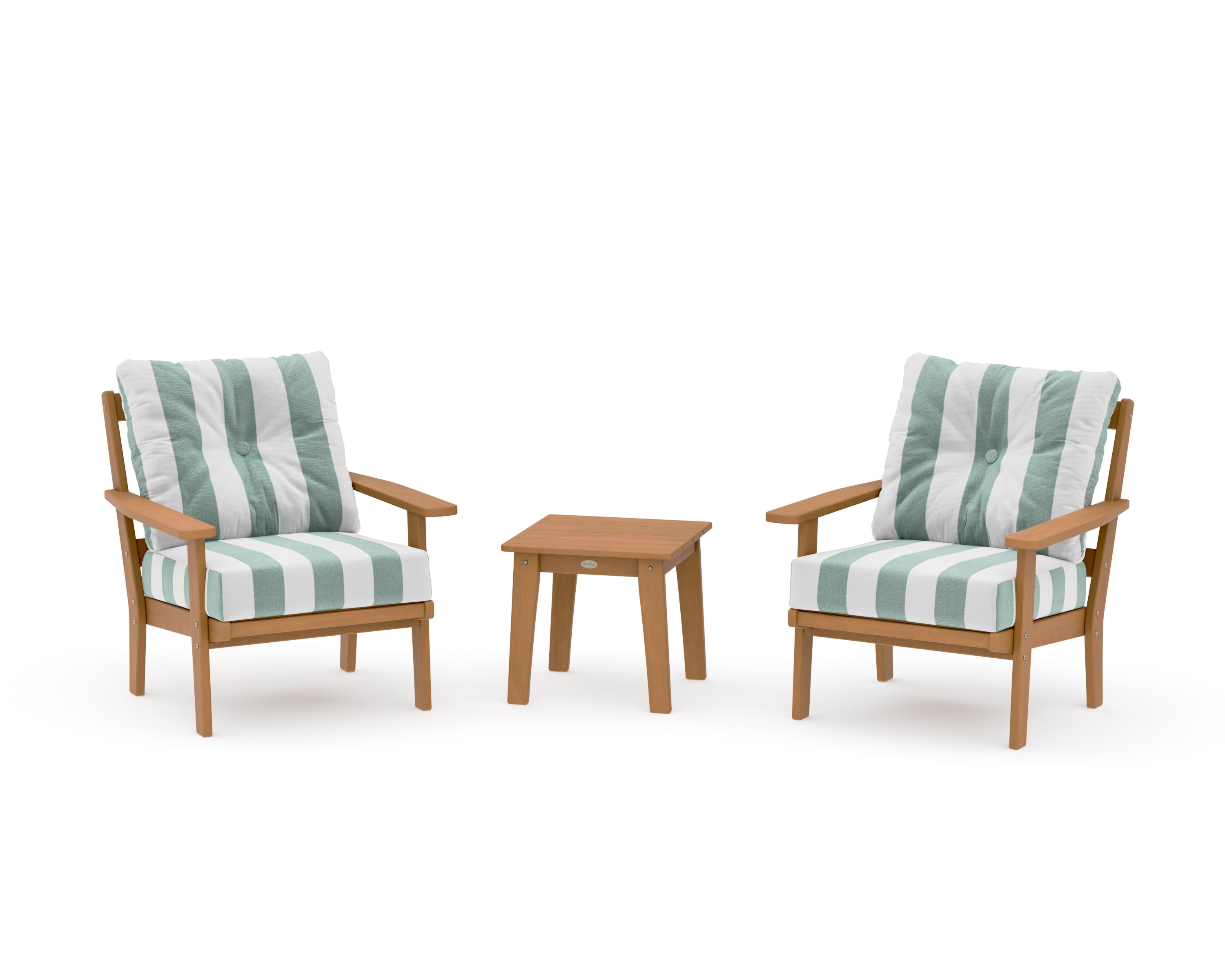 Prairie 3-Piece Deep Seating Set in Natural / Cabana Stripe Glacier Spa