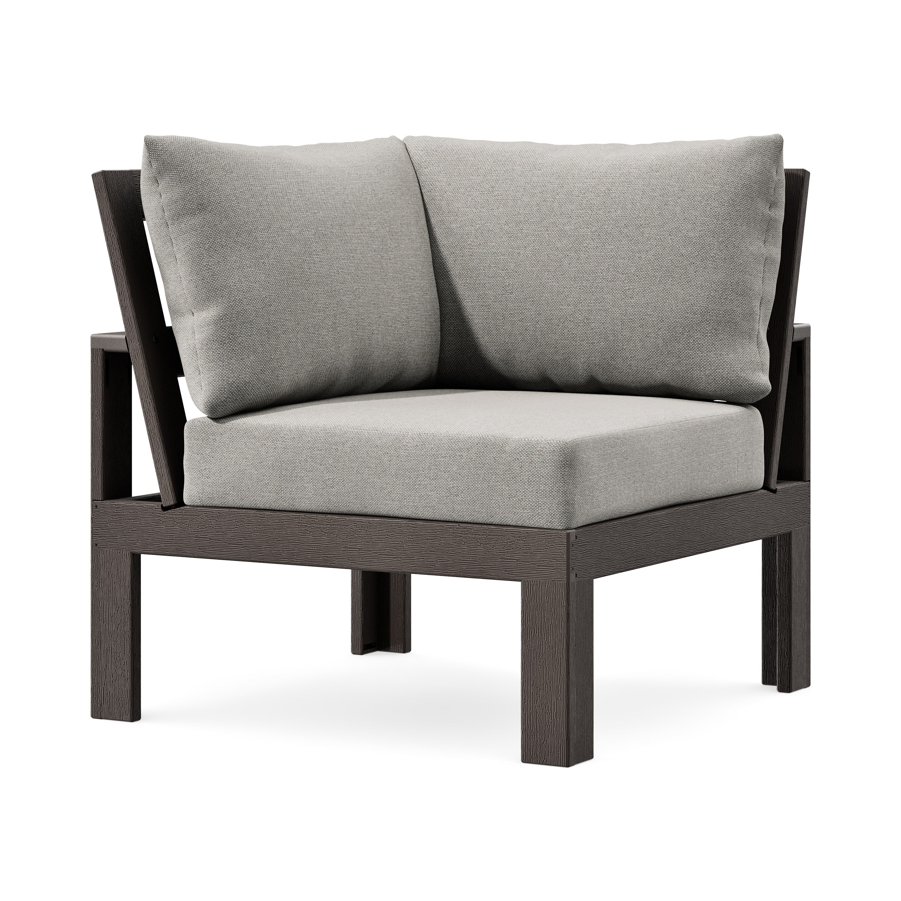 Modular Corner Chair in Vintage Coffee / Weathered Tweed