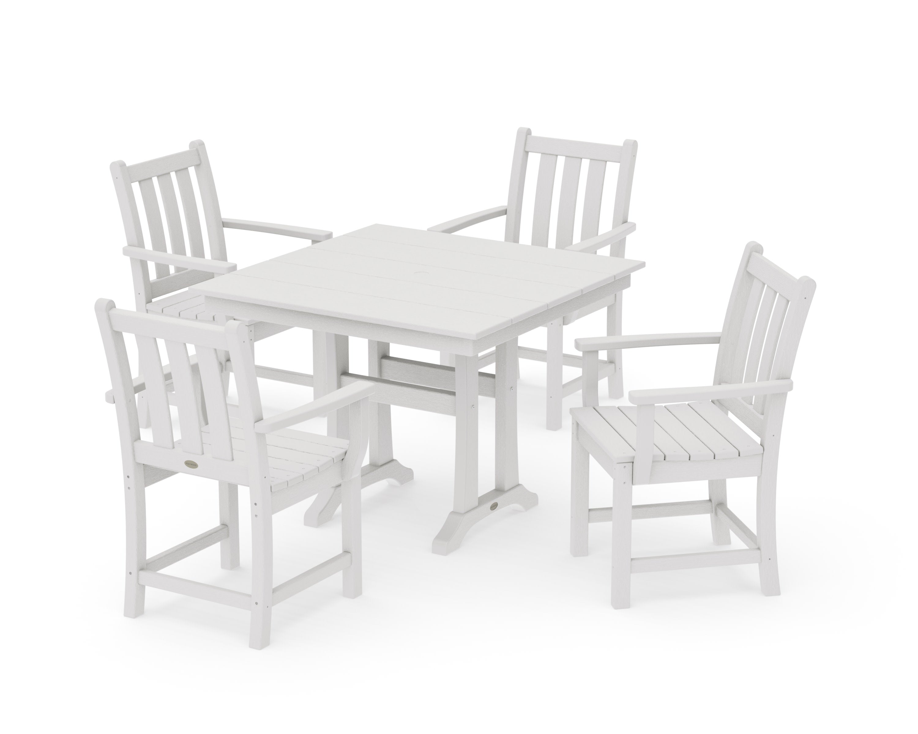 Traditional Garden 5-Piece Farmhouse Dining Set With Trestle Legs in Vintage White