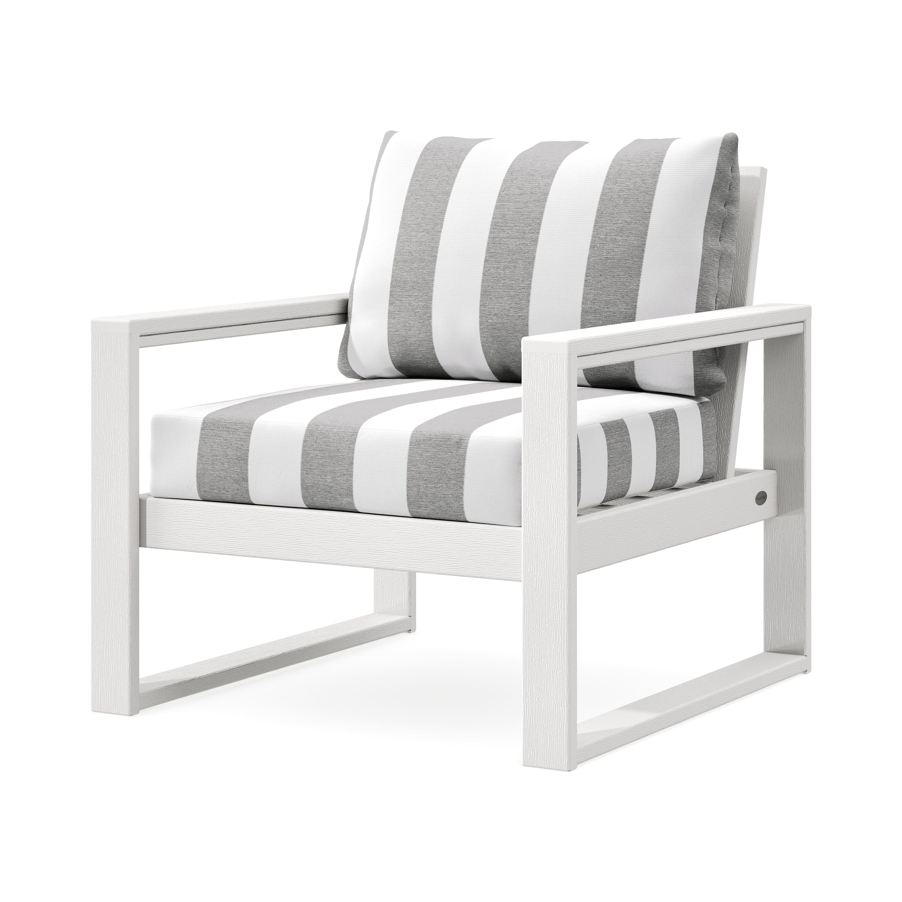 EDGE Club Chair in Vintage White / Cabana Stripe Grey Mist