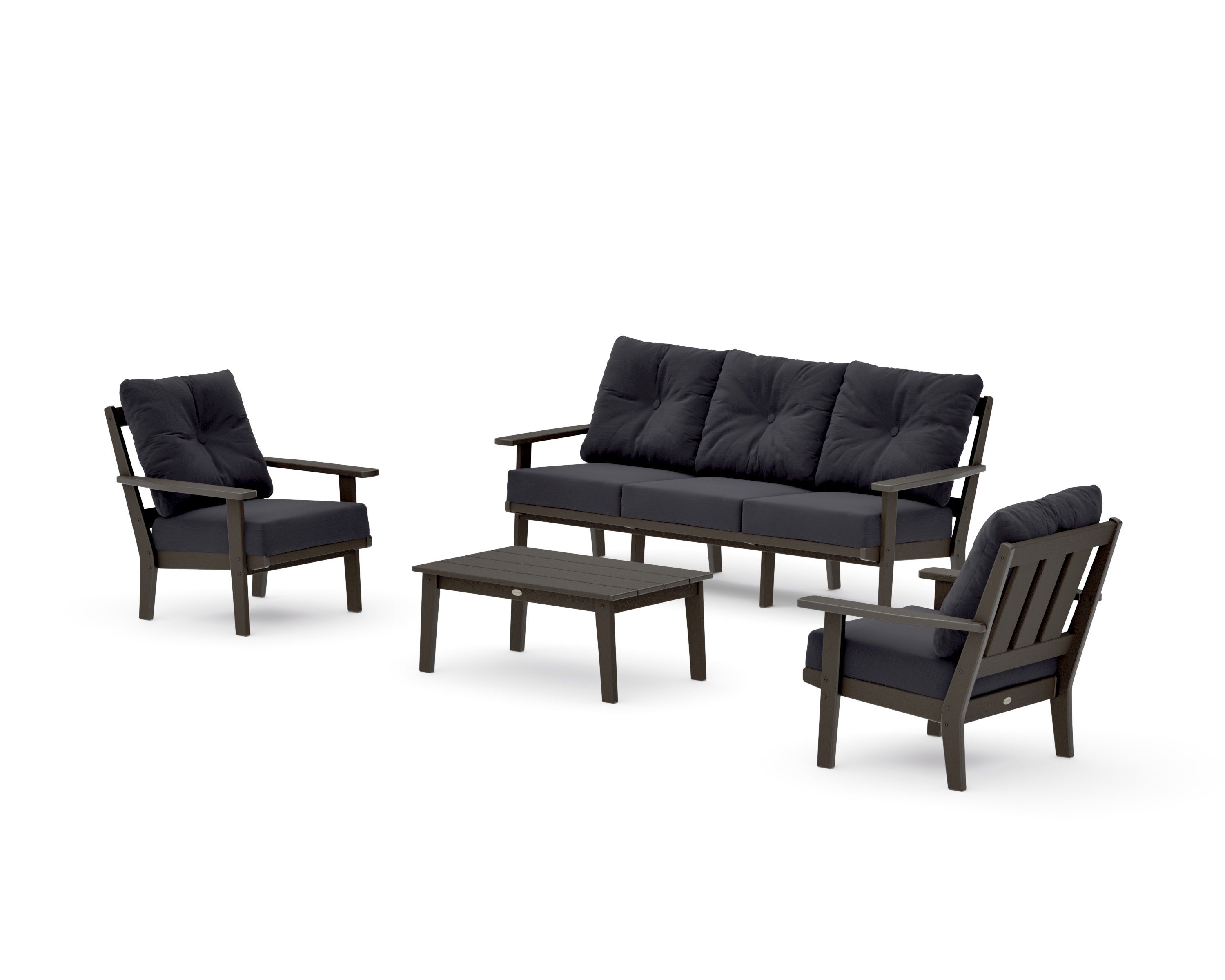 Oxford 4-Piece Deep Seating Set with Sofa in Vintage Coffee / Midnight Linen